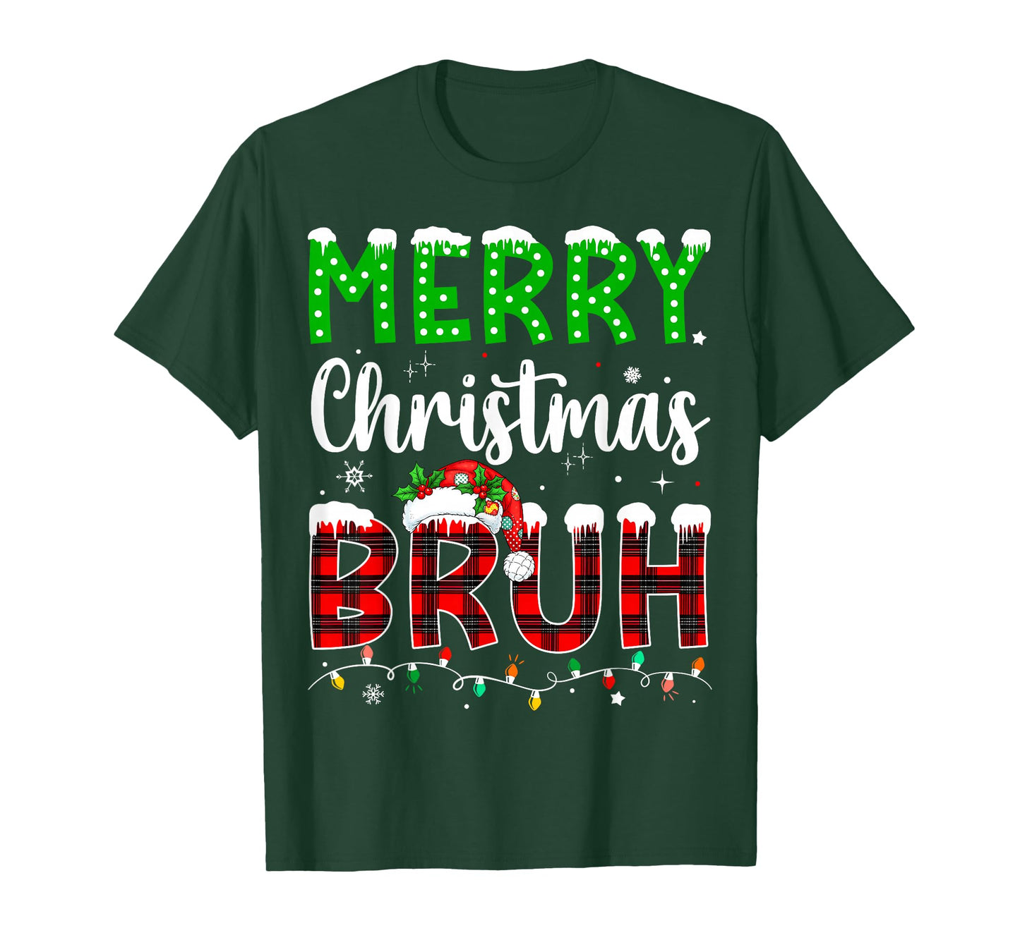 Bruh Christmas Red Plaid Teens Boys Kids Xmas Pajama T-Shirt