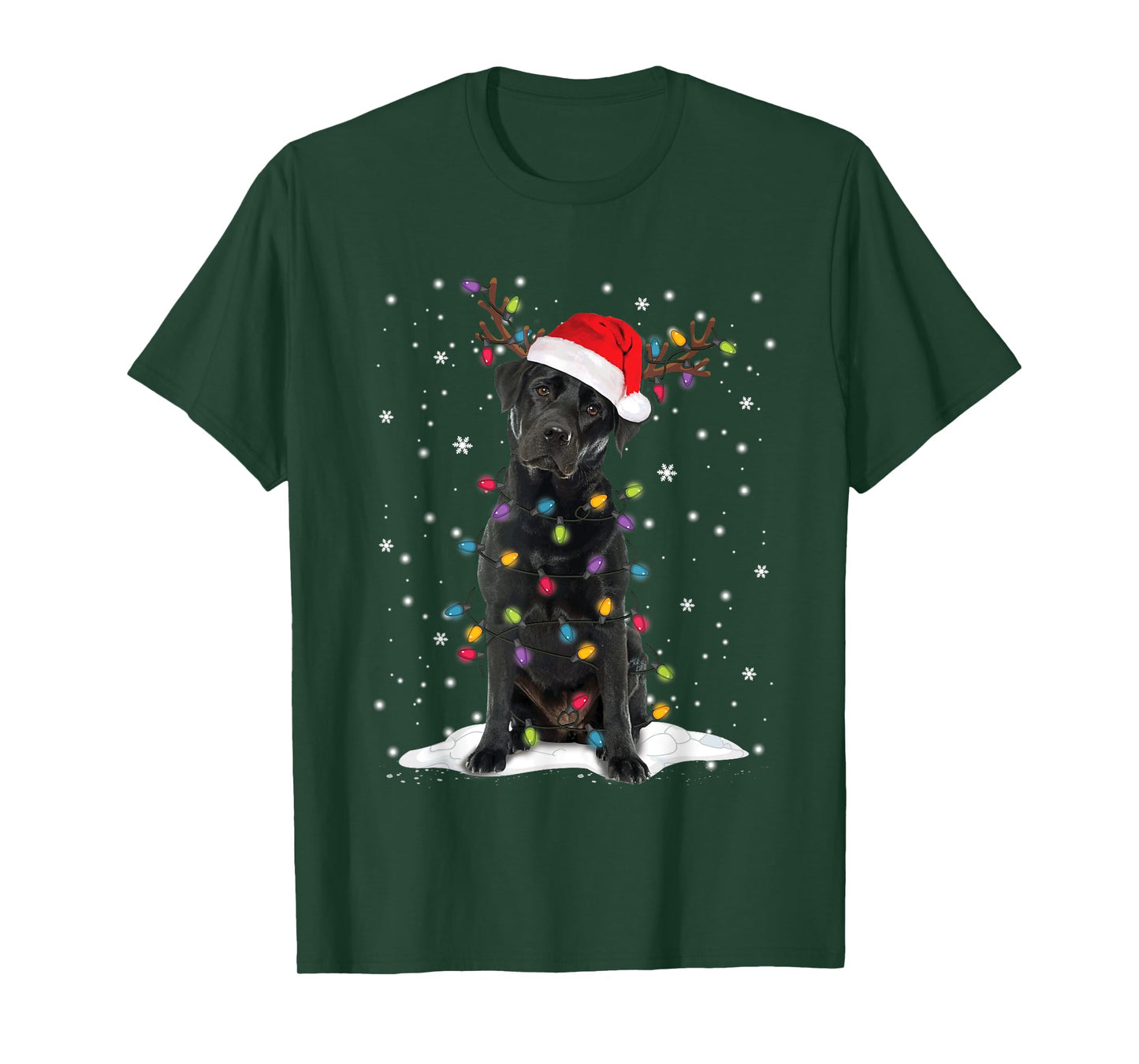 Black Lab Labrador Christmas Tree Reindeer Pajama Dog Xmas Men Women Kids T-Shirt