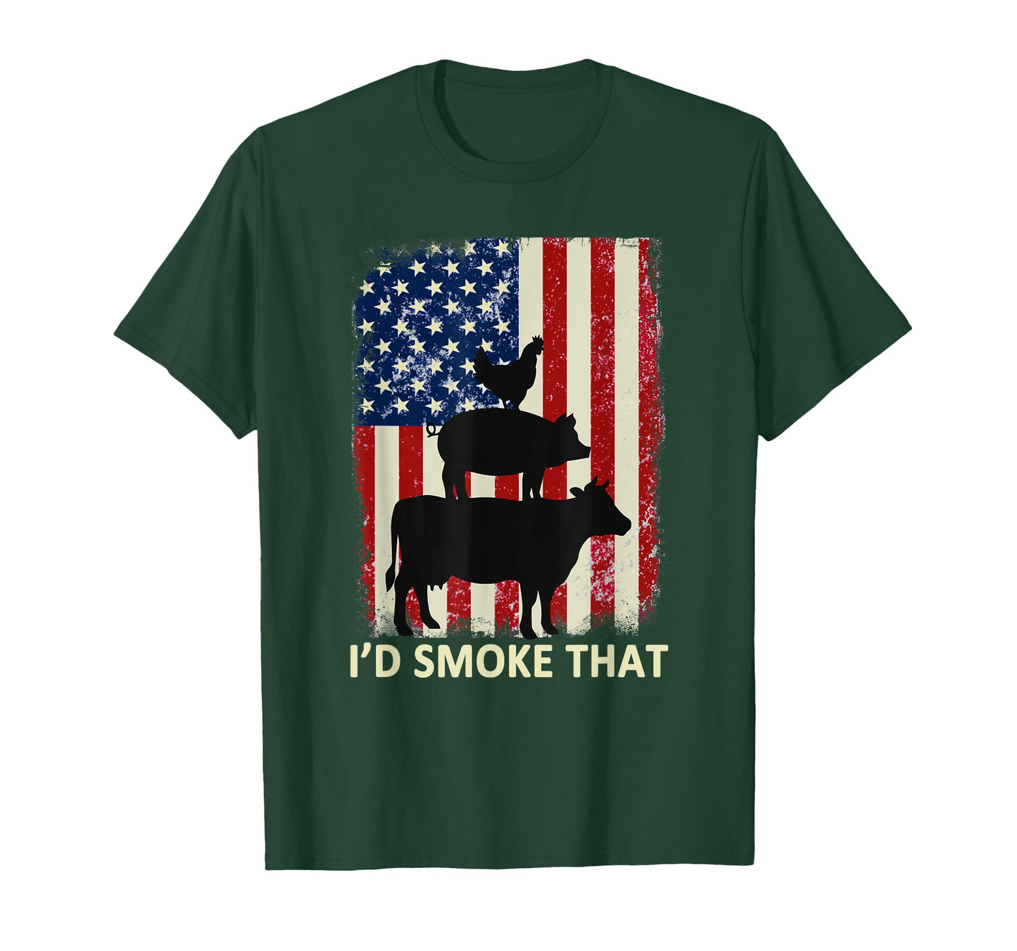 I'd Smoke That American Flag Funny BBQ T-Shirt for Women Men