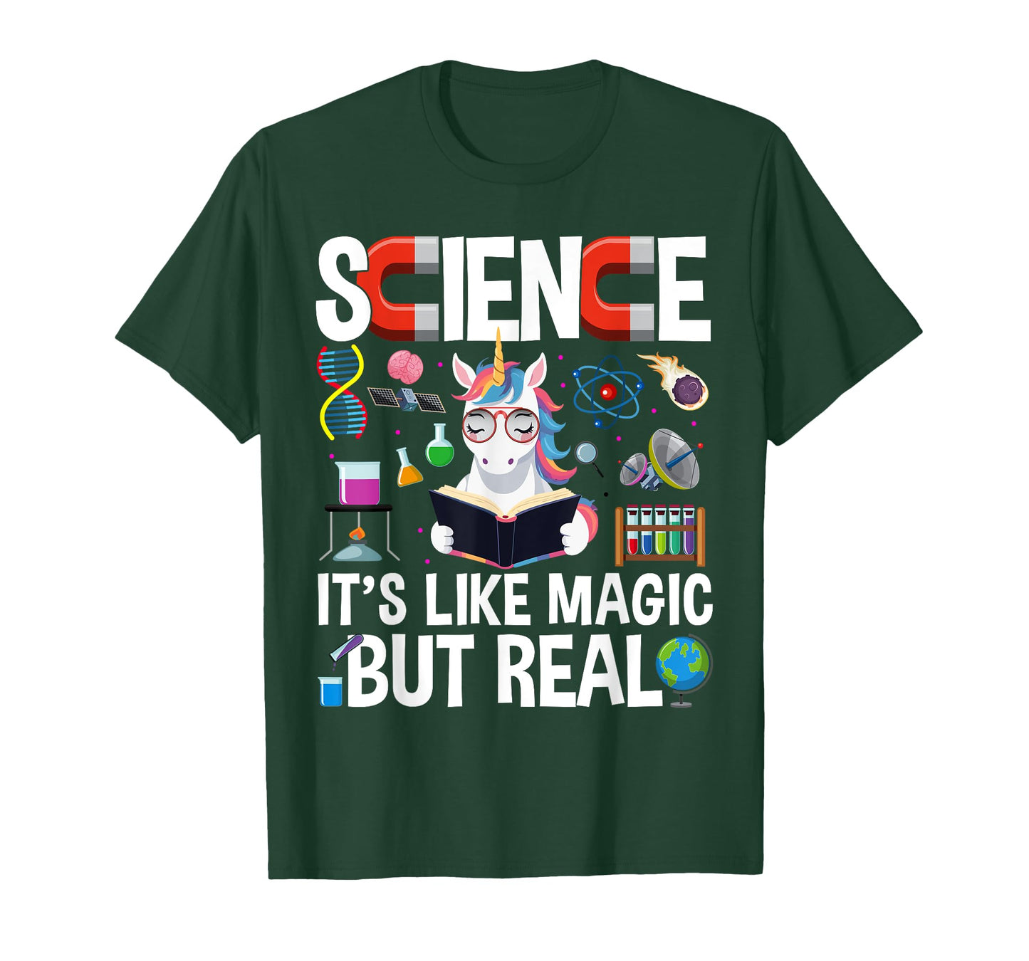 Funny Science Is Like Magic But Real Unicorn Funny Science T-Shirt