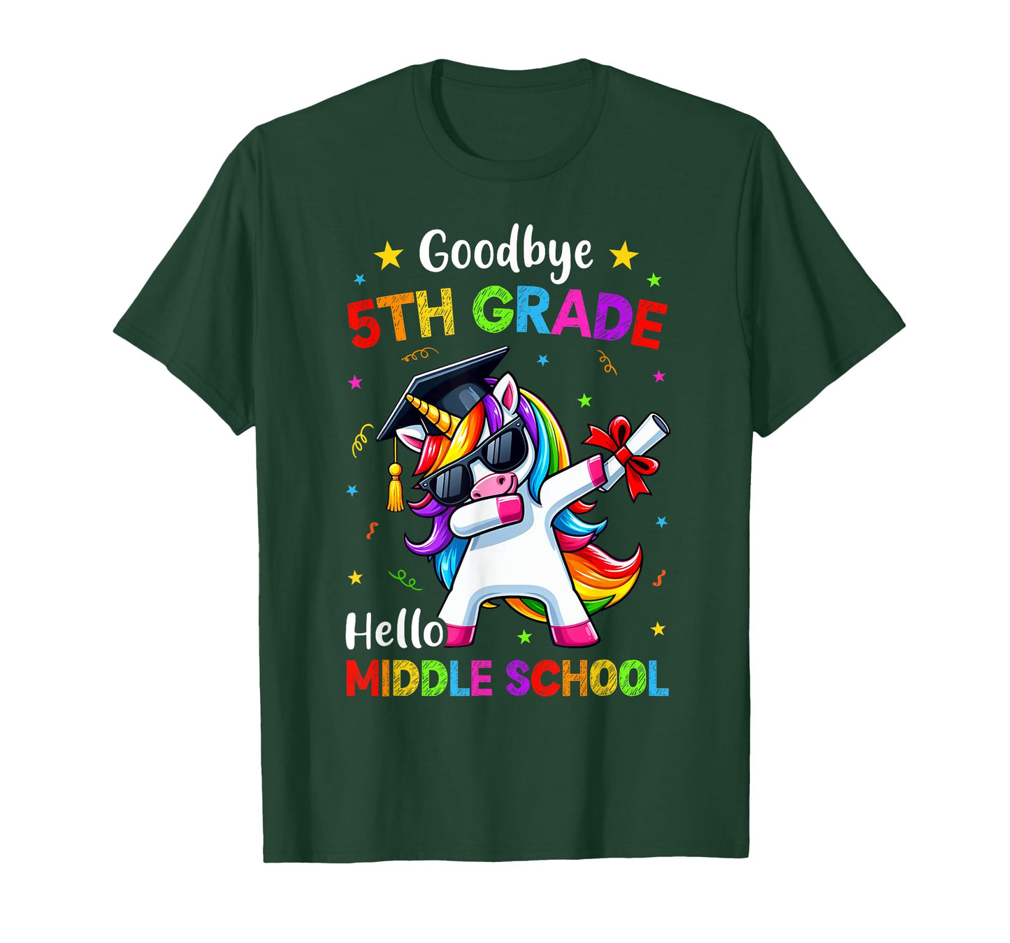 Goodbye 5th Grade Hello Middle school Graduation Unicorn T-Shirt