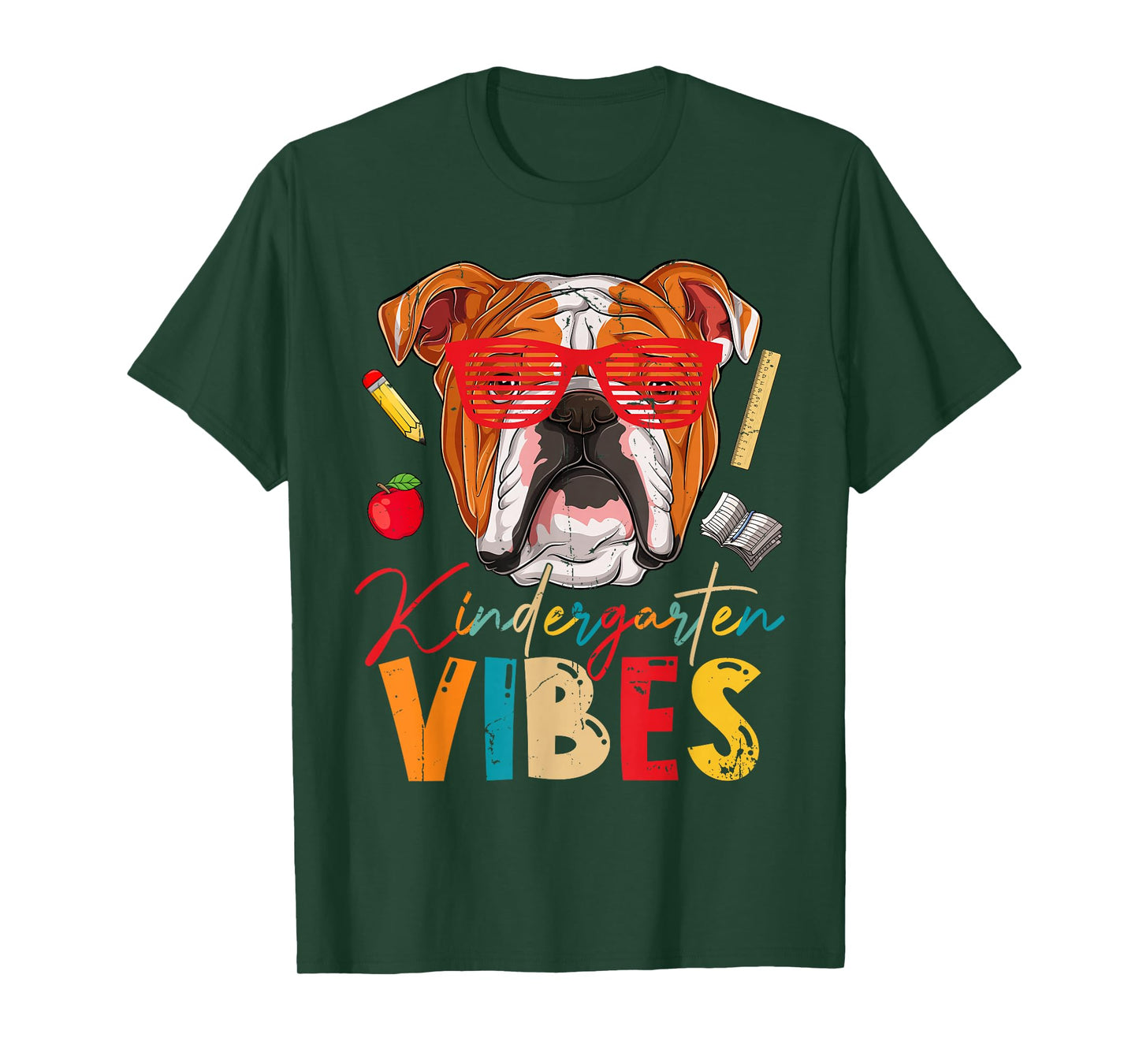 Kindergarten Vibes English Bulldog Dog First Day Of School T-Shirt