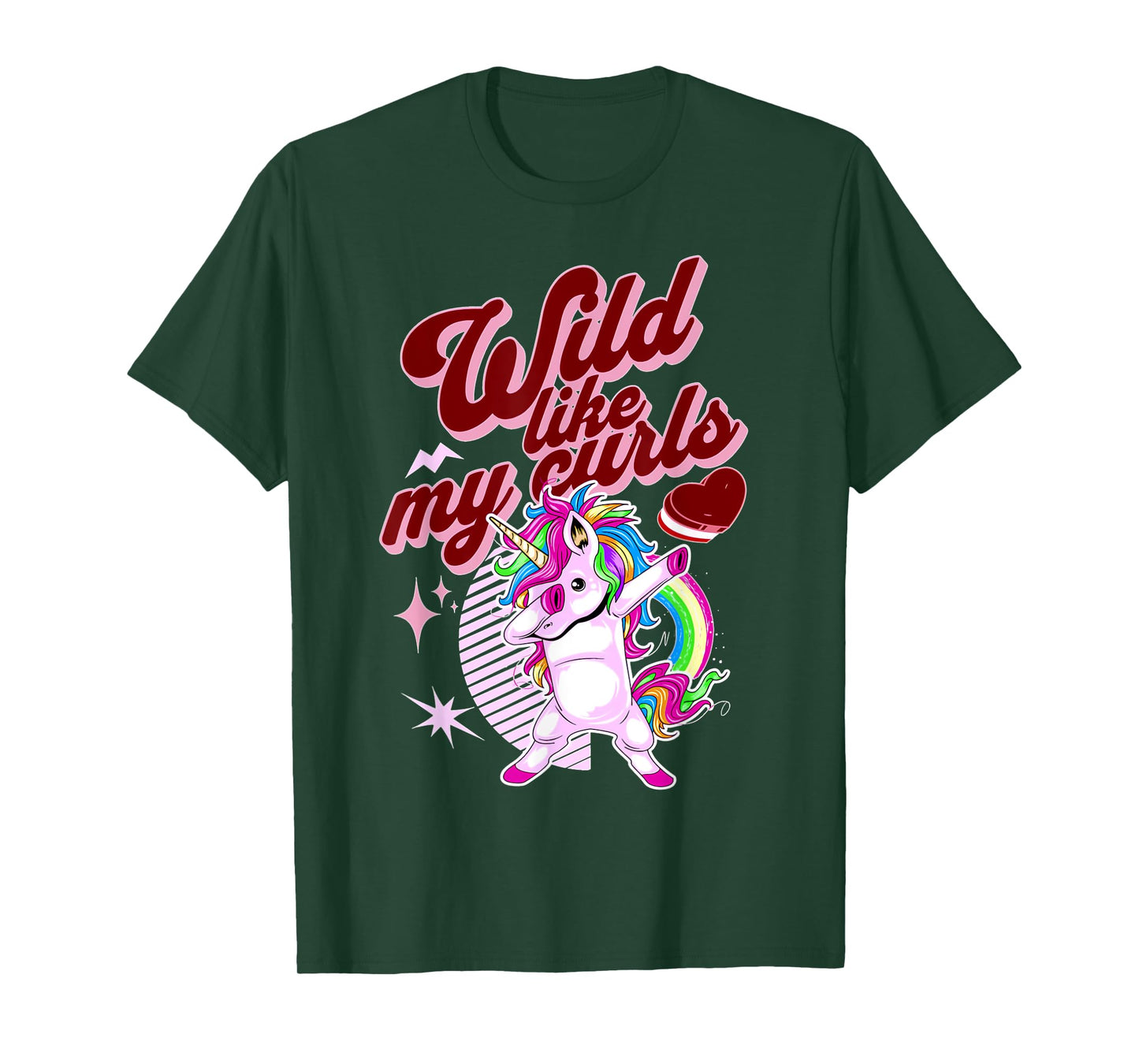 Wilds Like My Curls Toddler Cute Unicorn Curly Haired Retro T-Shirt