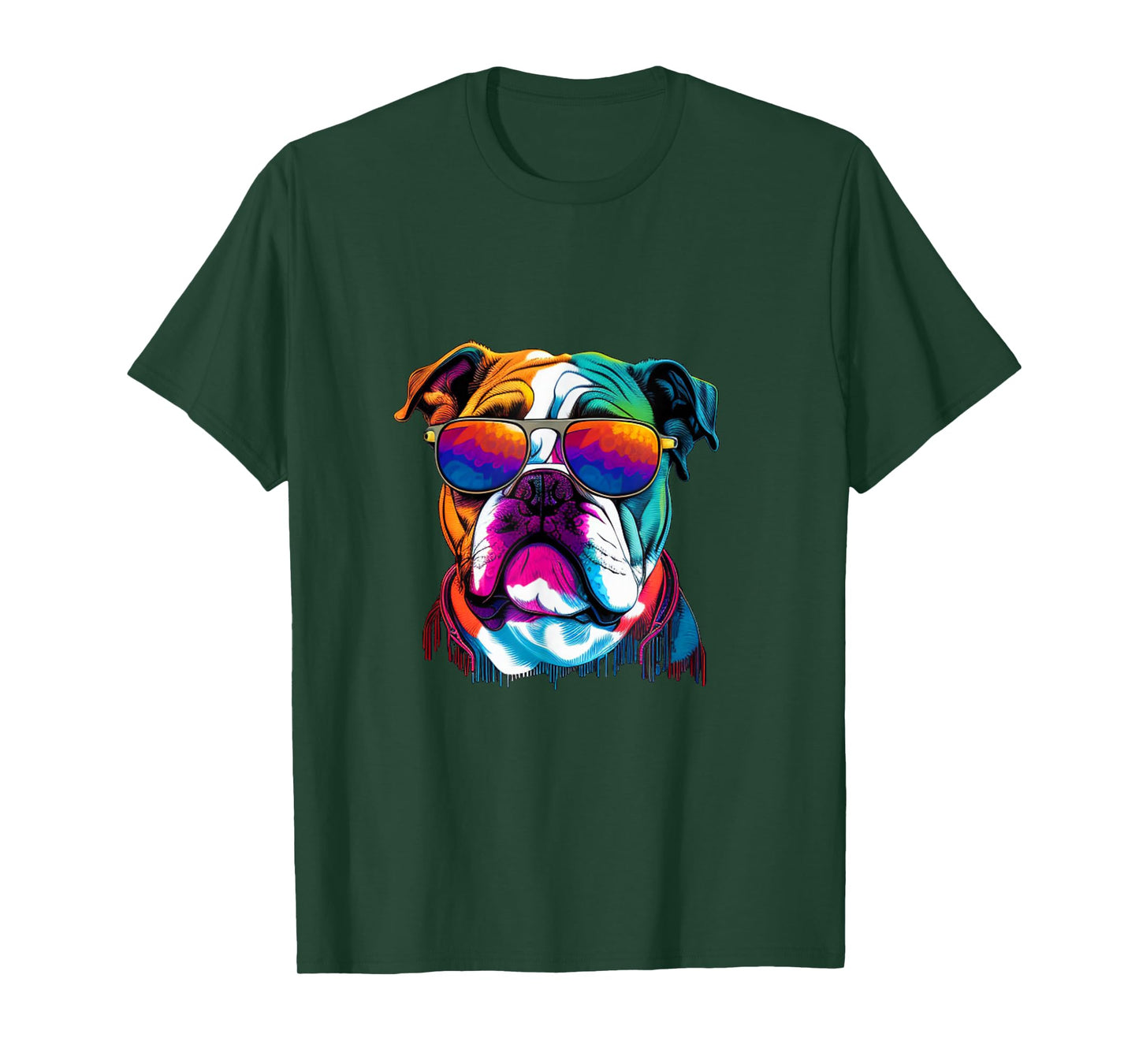 Funny multicolor English Bulldog Face T-Shirt