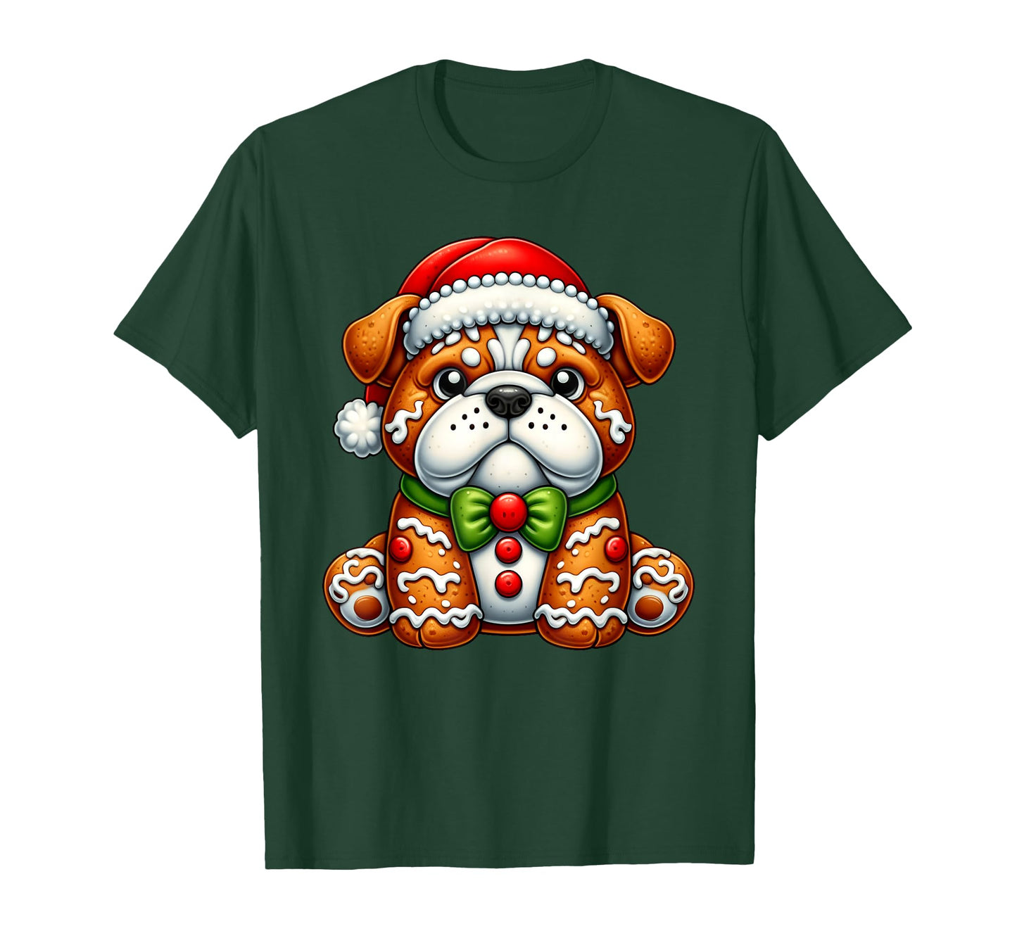 Gingerbread Man English Bulldog Christmas Womens Mens Kids T-Shirt