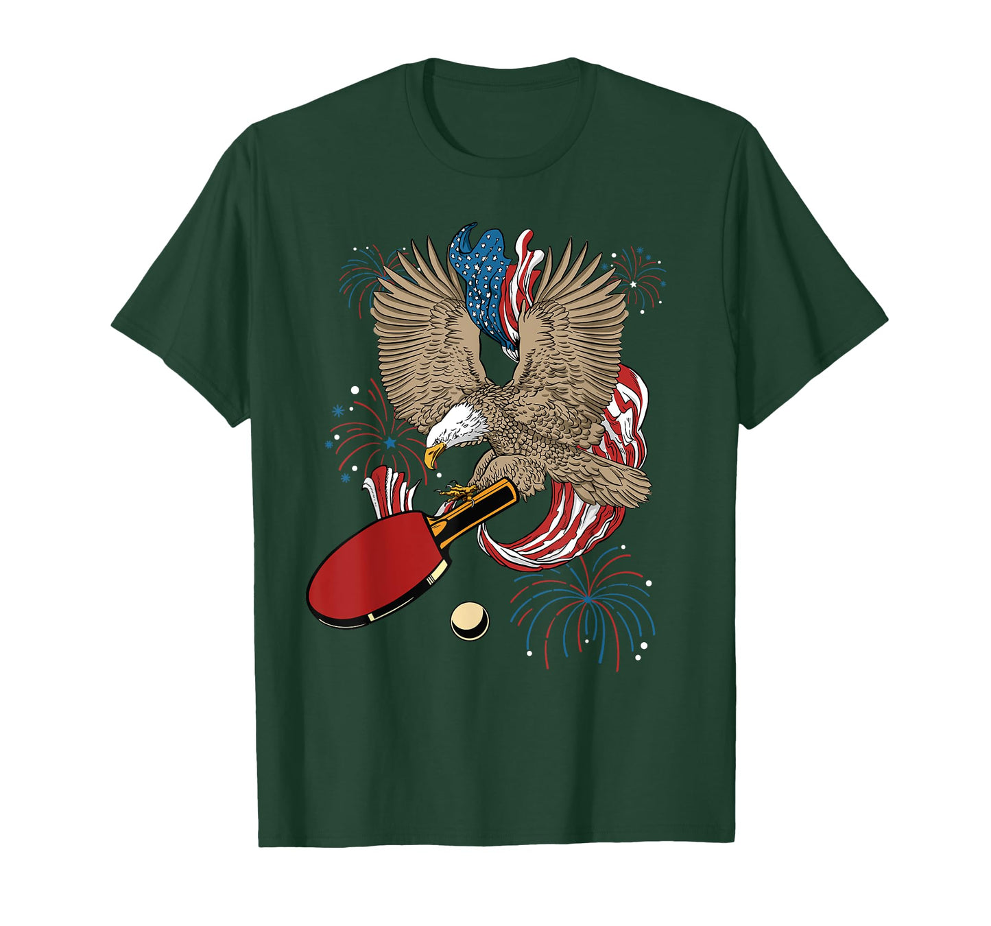 4th Of July Ping Pong Eagle USA Flag America Table Tennis T-Shirt