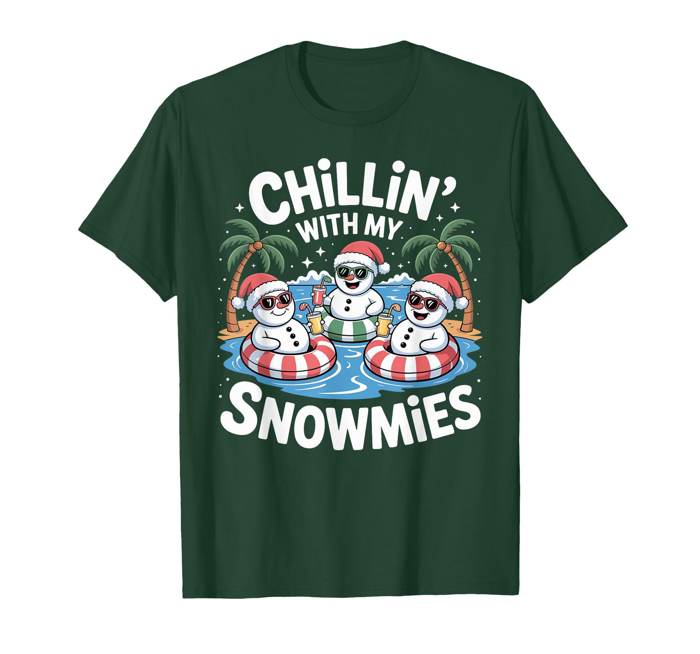 Chillin' With My Snowmies Xmas in July Santa T-Shirt