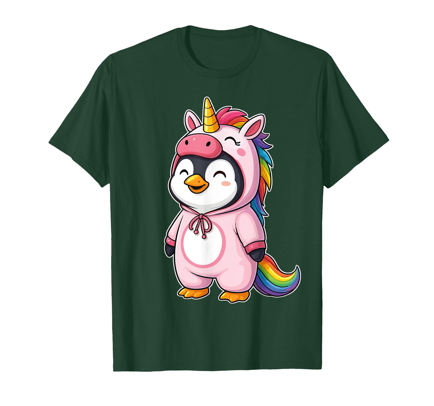 Kawaii Penguin In Unicorn Costume for Girls kids Penguin T-Shirt