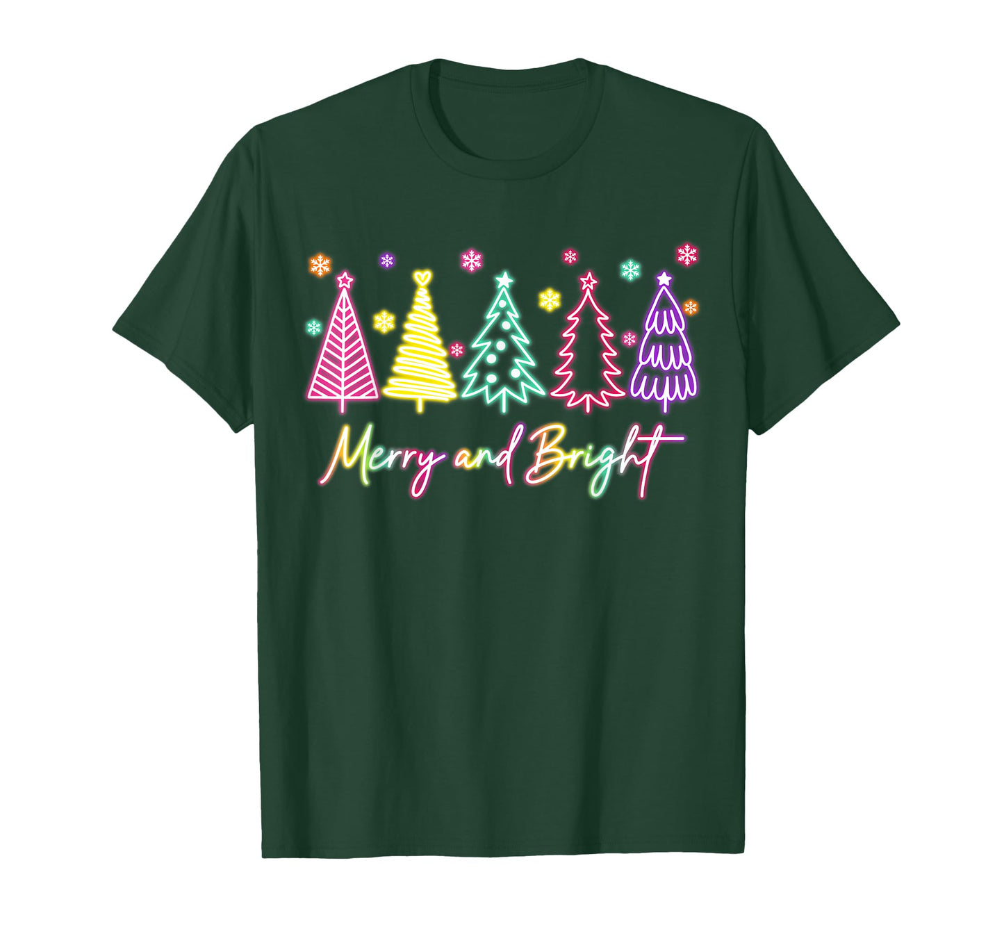 Merry Christmas Bright Christmas Tree Light Colorful Glowing T-Shirt