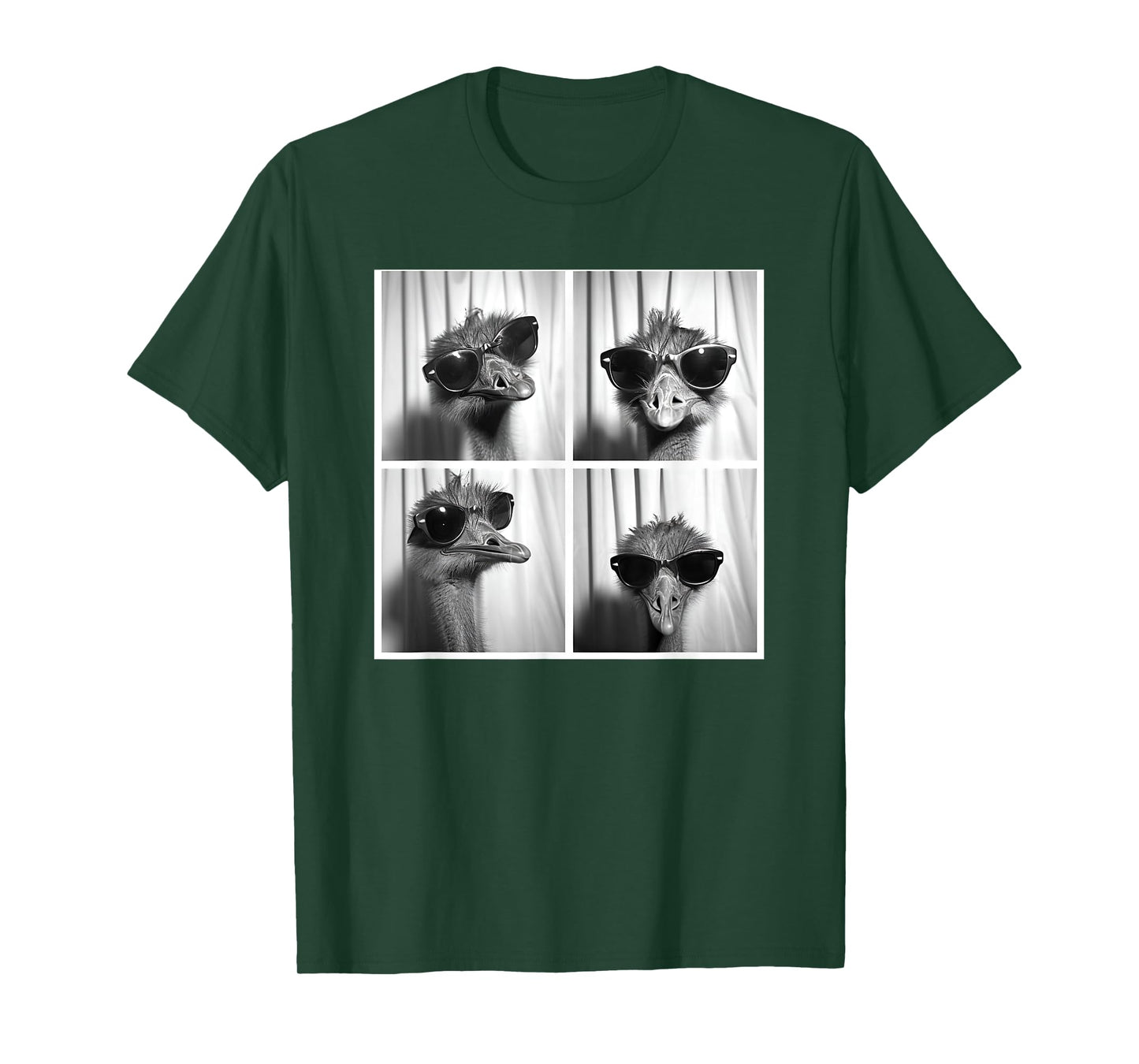 Ostrich Wearing Sunglasses Bird Face Funny Emu Lover T-Shirt