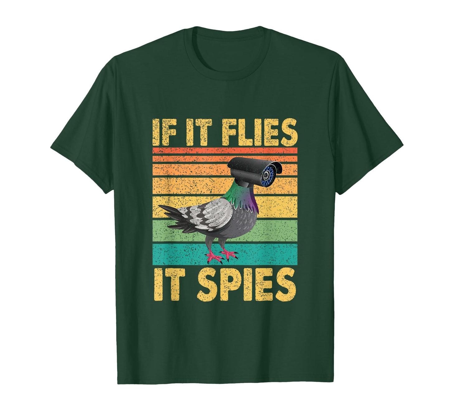 Vintage Pigeon Bird Halloween If It Flies It Spies T-Shirt