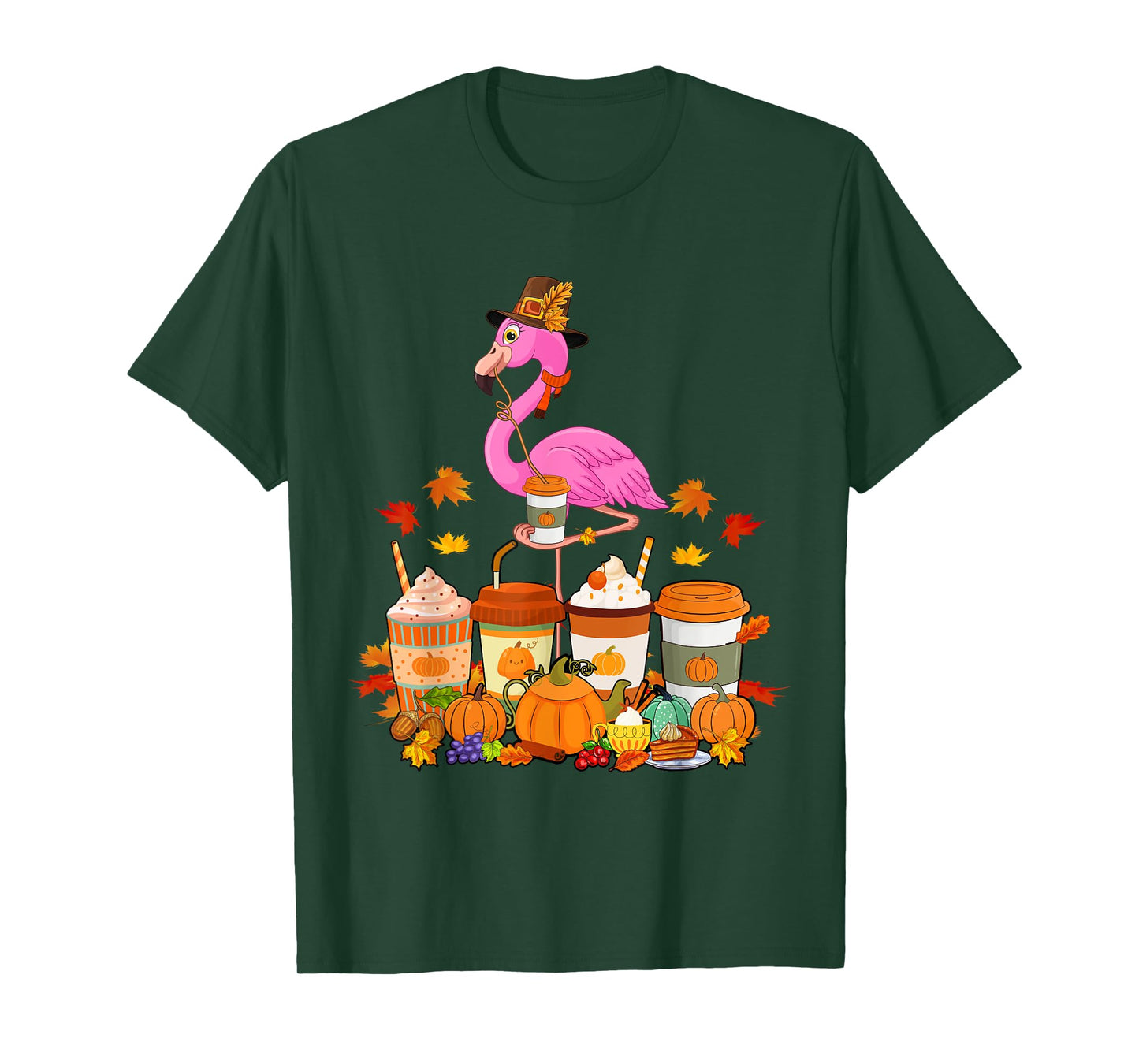 Thanksgiving Flamingo Wearing Hat Case Coffee Cups Lover T-Shirt