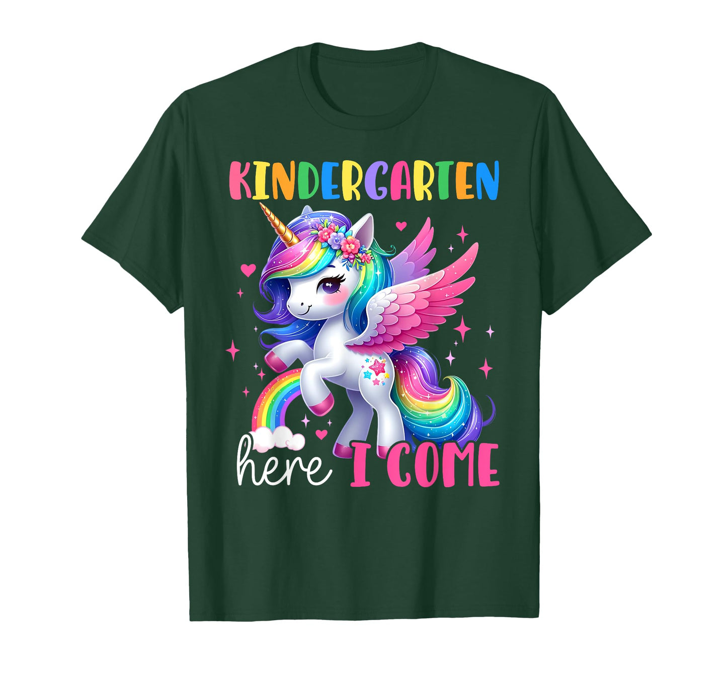 Kindergarten Here I Come Unicorn Girls Kids Back To School T-Shirt