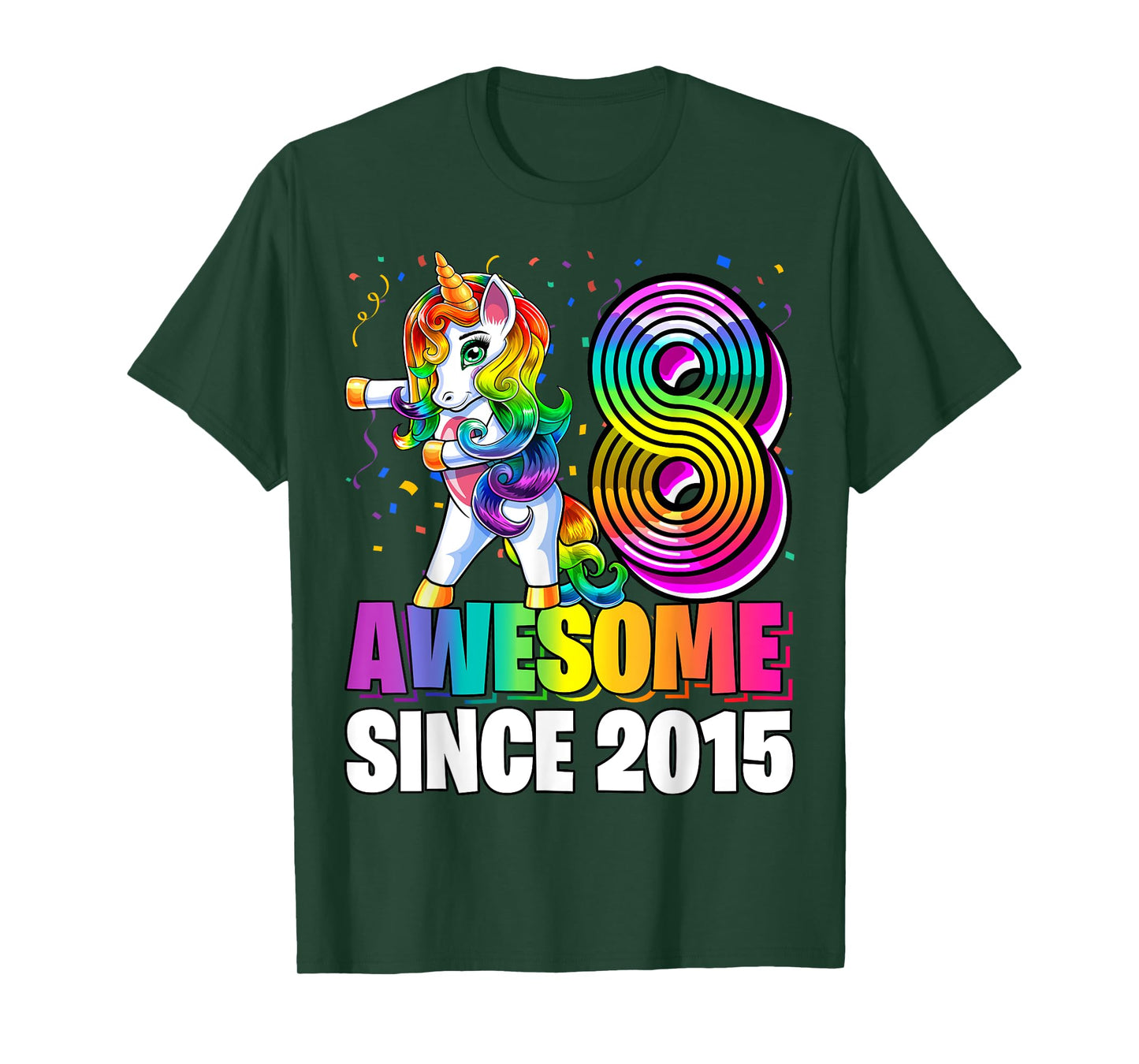8 Awesome Since 2015 Flossing Unicorn 8th Birthday Girls T-Shirt