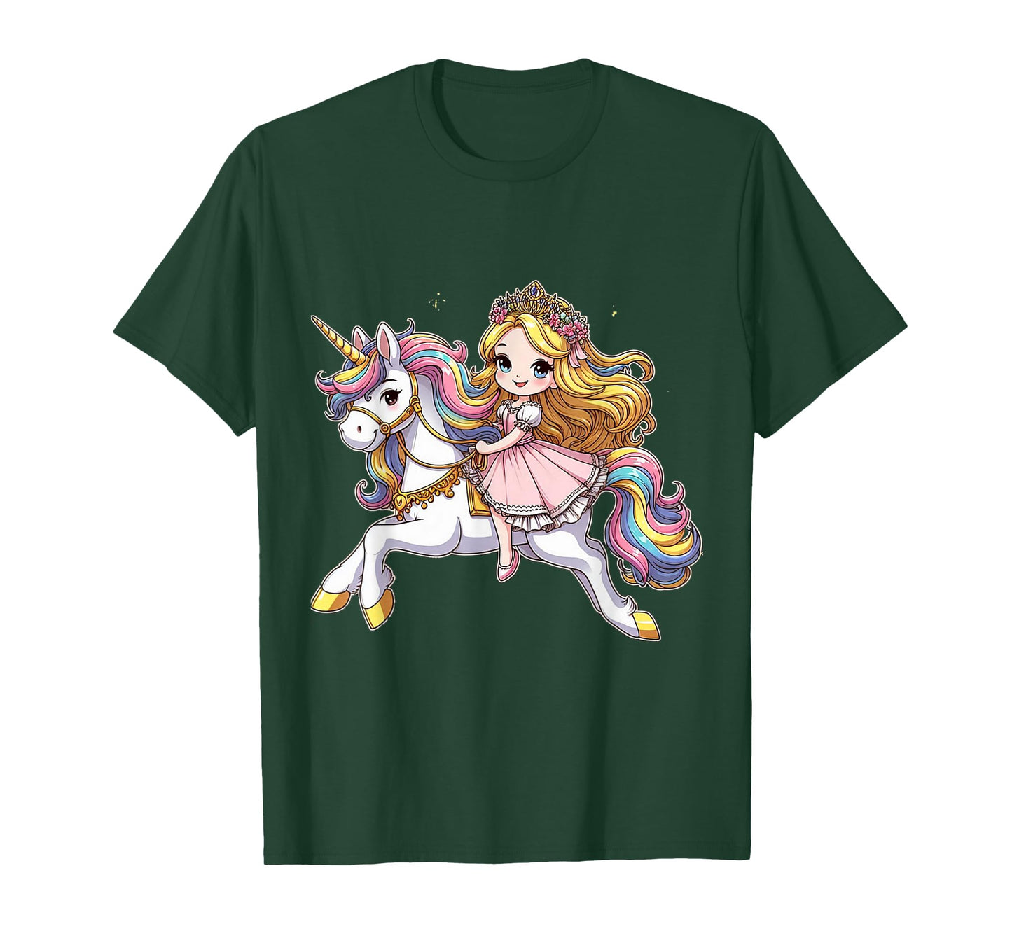 Princess Riding A Unicorn Boys Girls Men Women Kids Adults T-Shirt