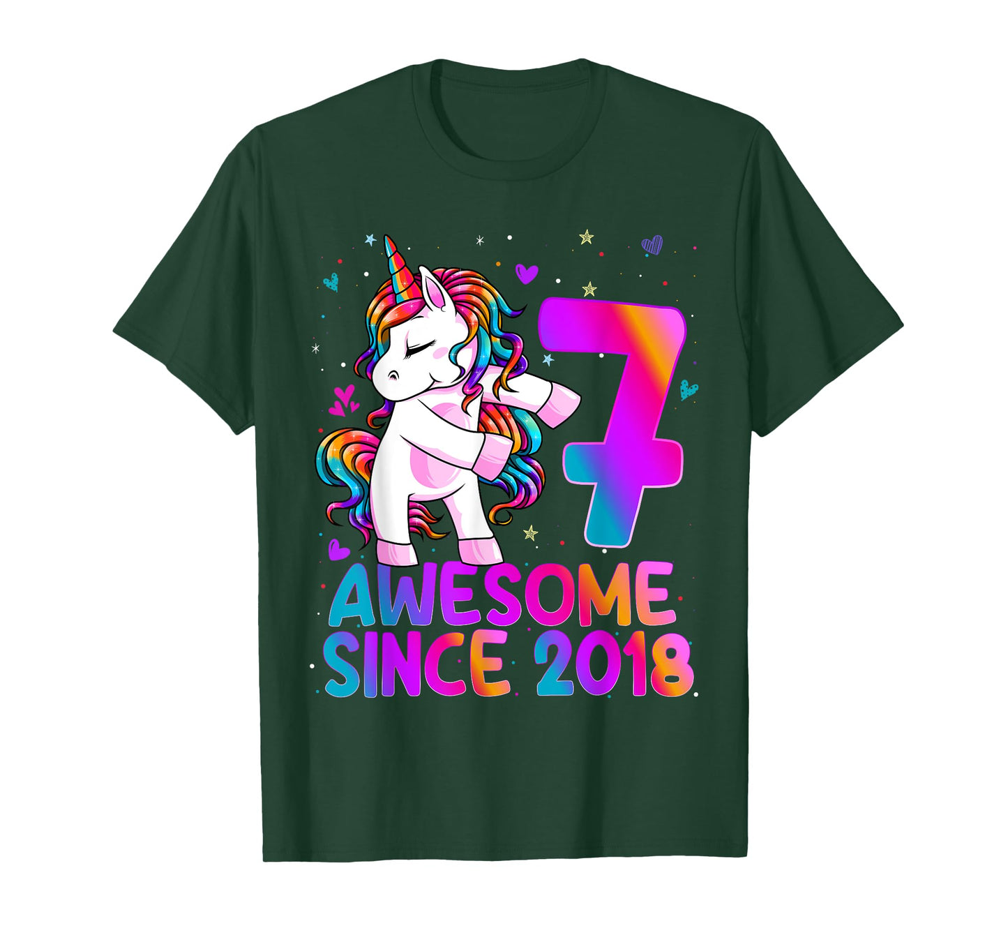 Flossing Unicorn 7 Year Old 7th Birthday Girl Unicorn Party T-Shirt