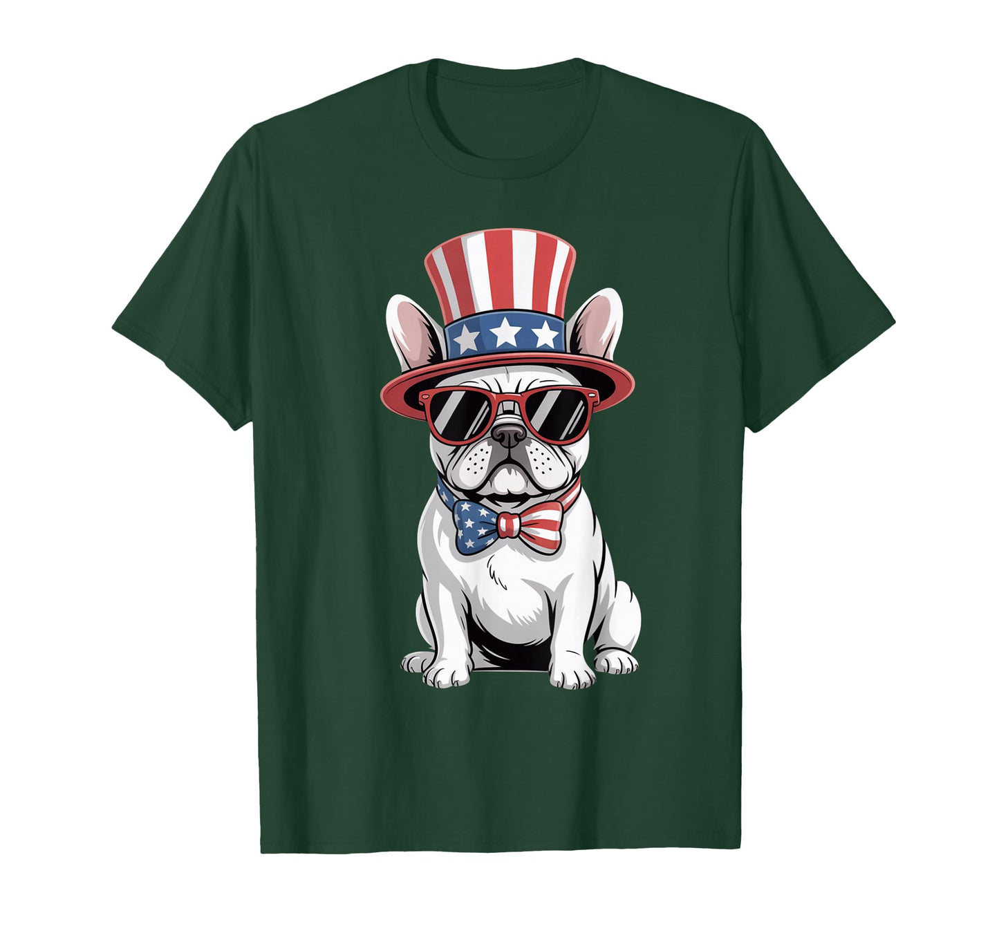 Patriotic Frenchie Dog USA Flag July 4th American Style T-Shirt