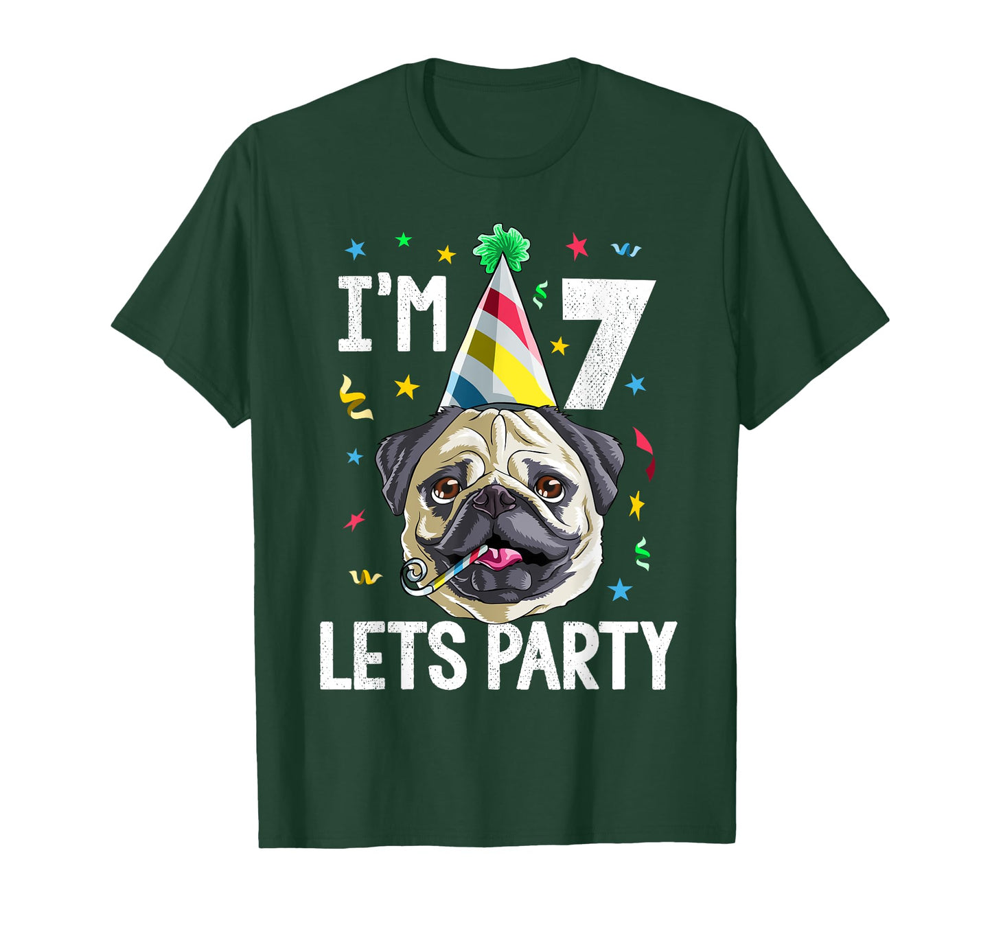 Pug Birthday 7th T Shirt Dog Kids Boys Girls Gift Idea Party T-Shirt