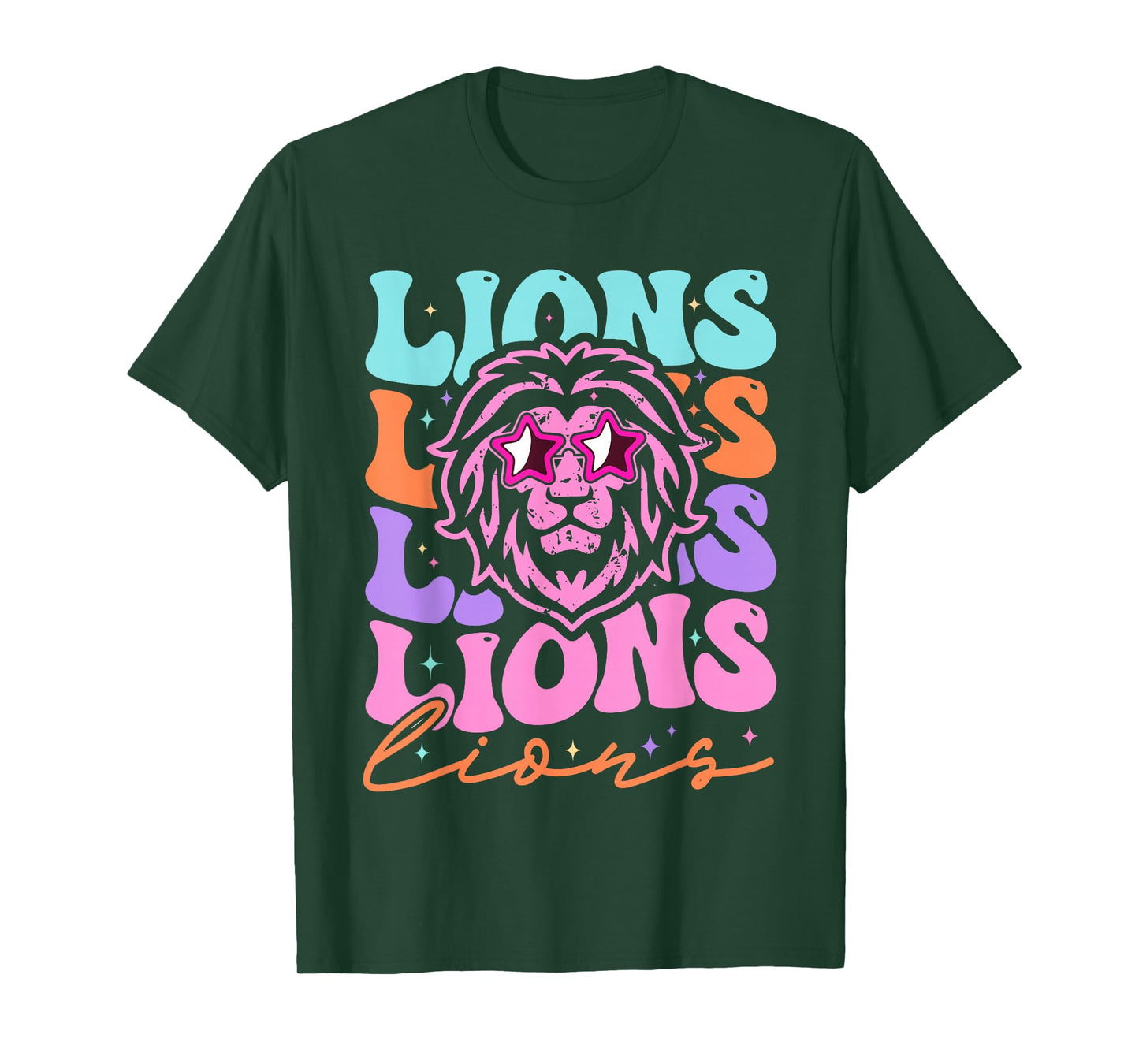 Lion Mascot Back to School Spirit Sports Men Women Groovy T-Shirt