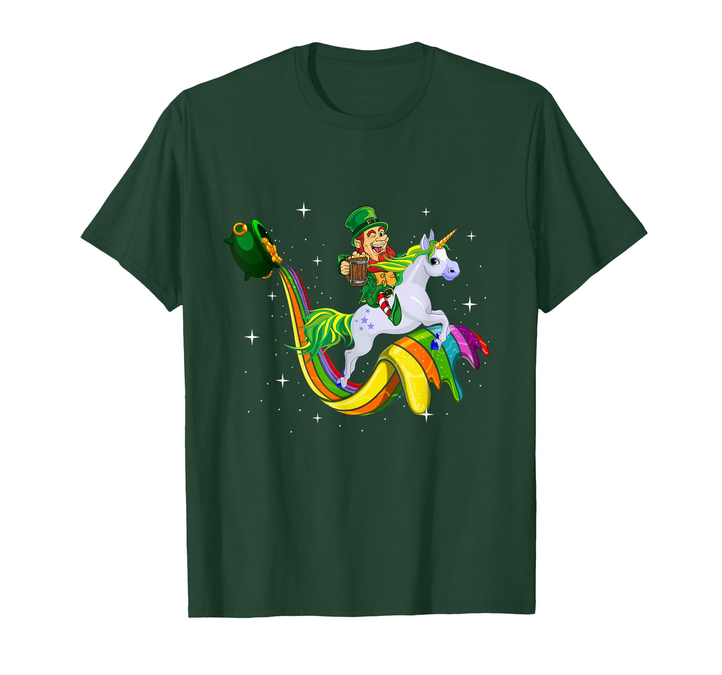 Unicorn St Patricks Day Men Women Lucky Leprechaun Rainbow T-Shirt