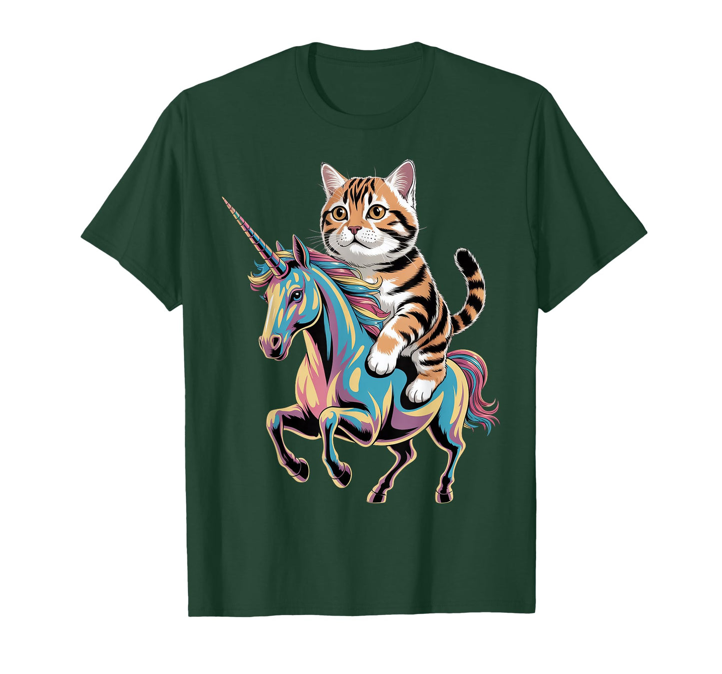 Cute Tiger Cat Riding Unicorn T-Shirt