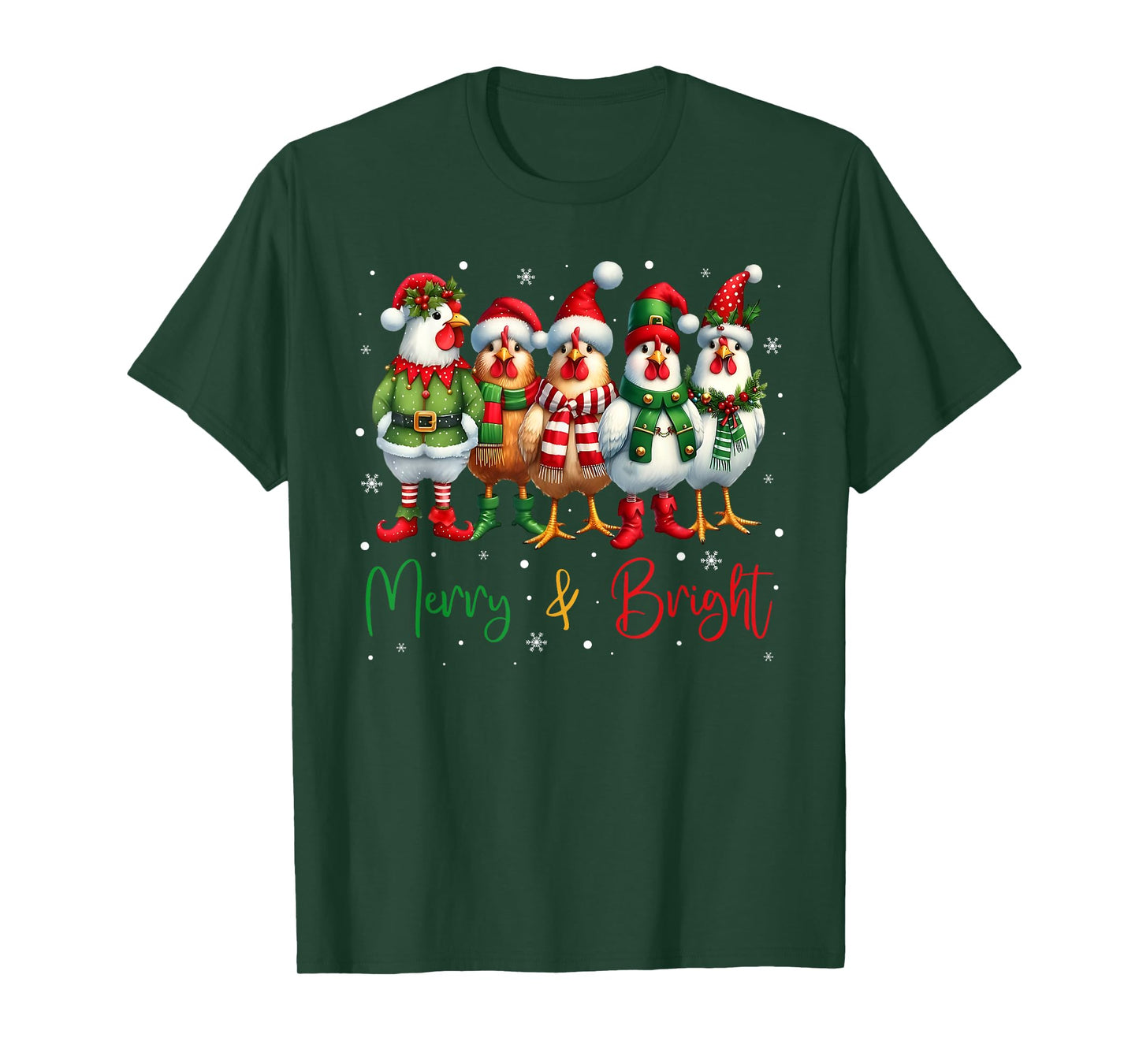 Funny Chicken Christmas Lights Farm Animal Cute Xmas Holiday T-Shirt