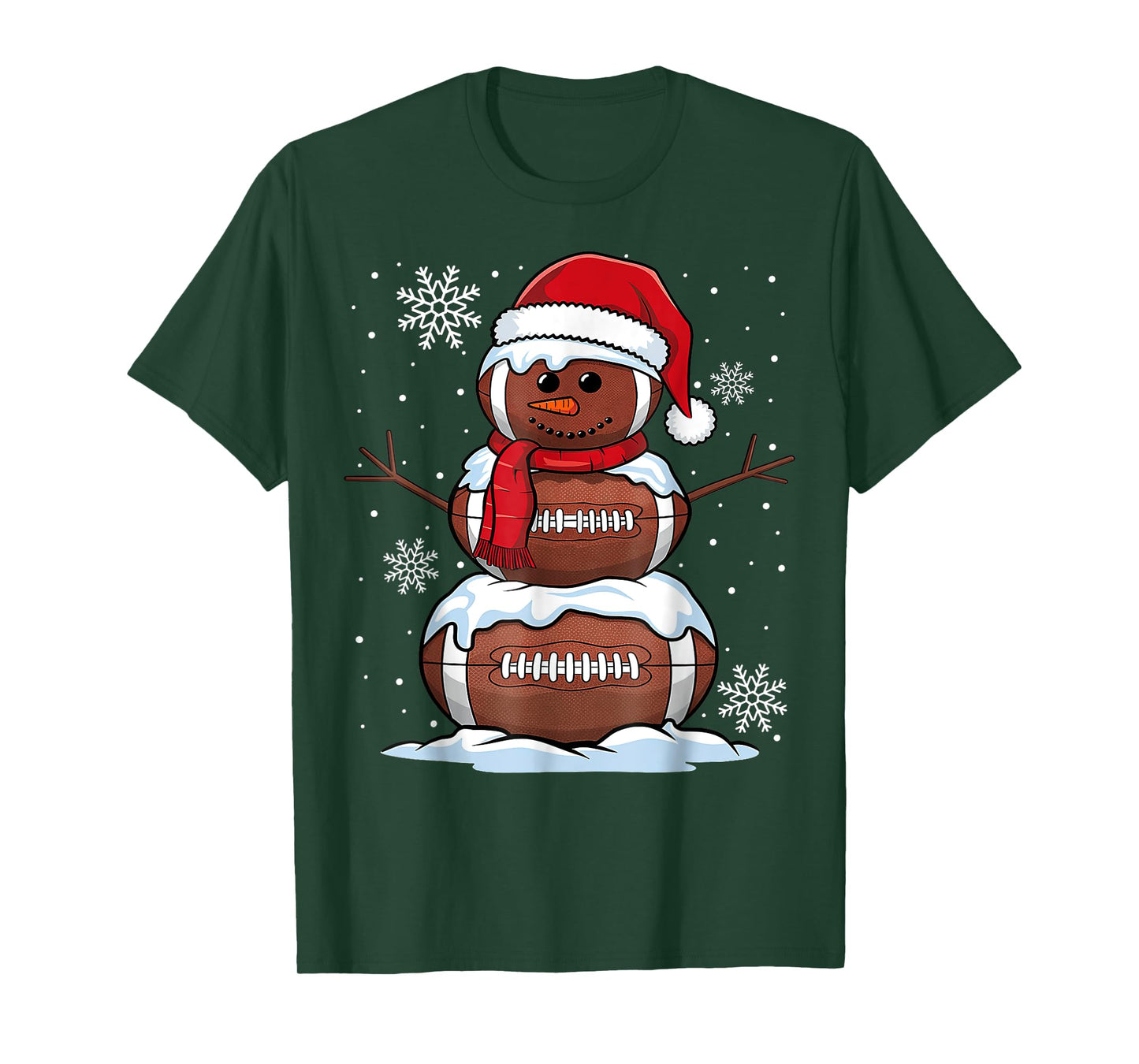 Merry Christmas Football Snowman Holiday Sports Xmas Pajamas T-Shirt