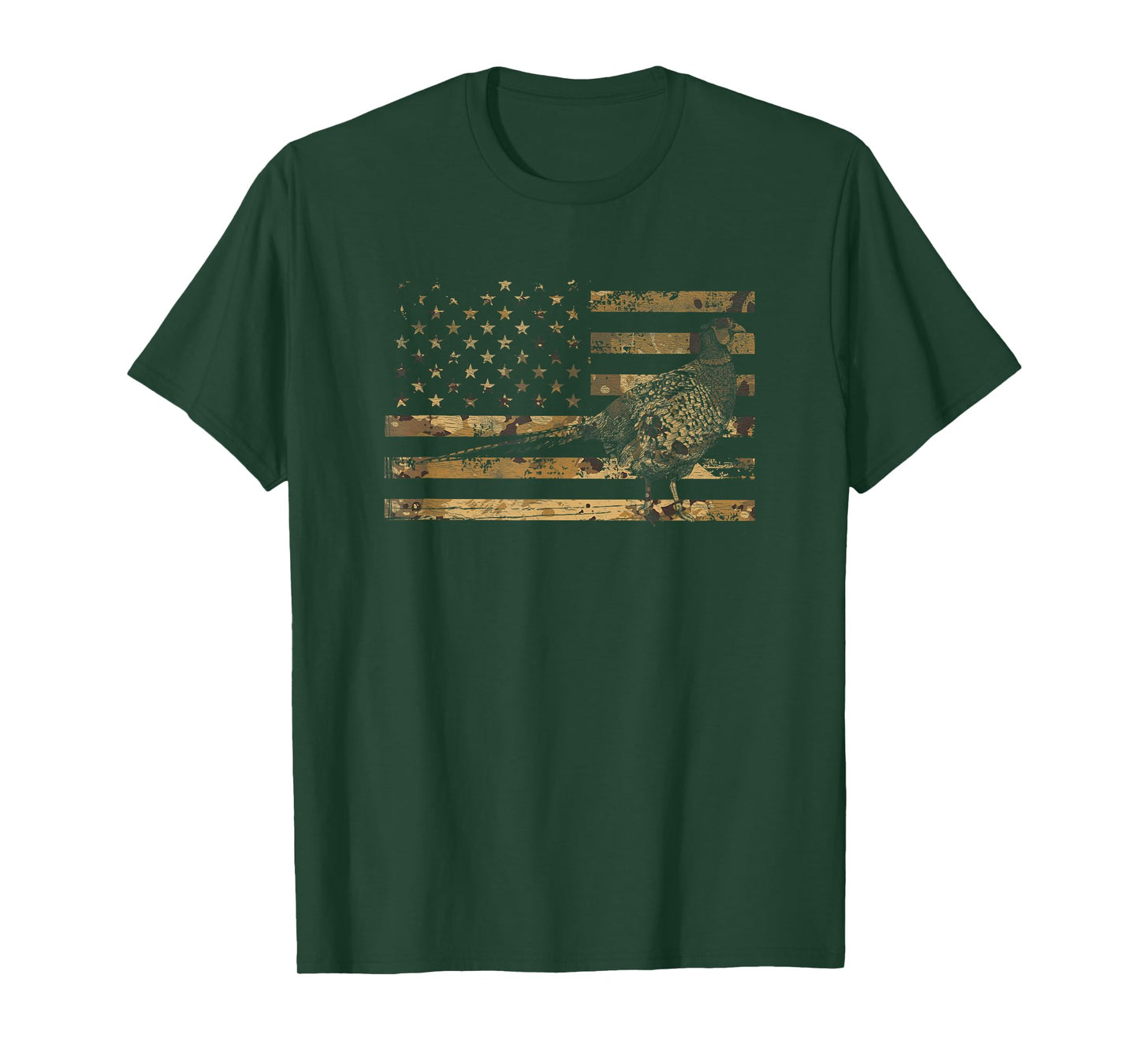 Pheasant Bird Hunter American Flag Camouflage Pheasant Hunt T-Shirt