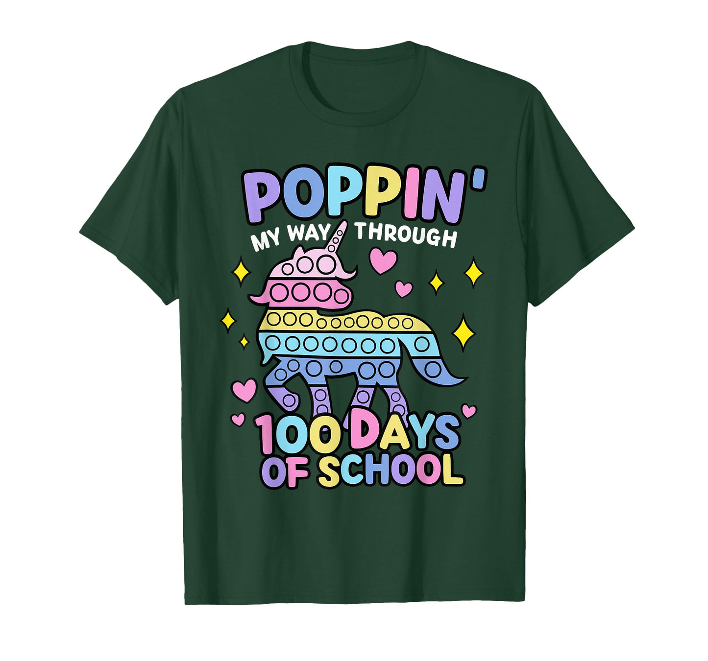 Poppin My Way Through 100 Days Of School Unicorn T-Shirt