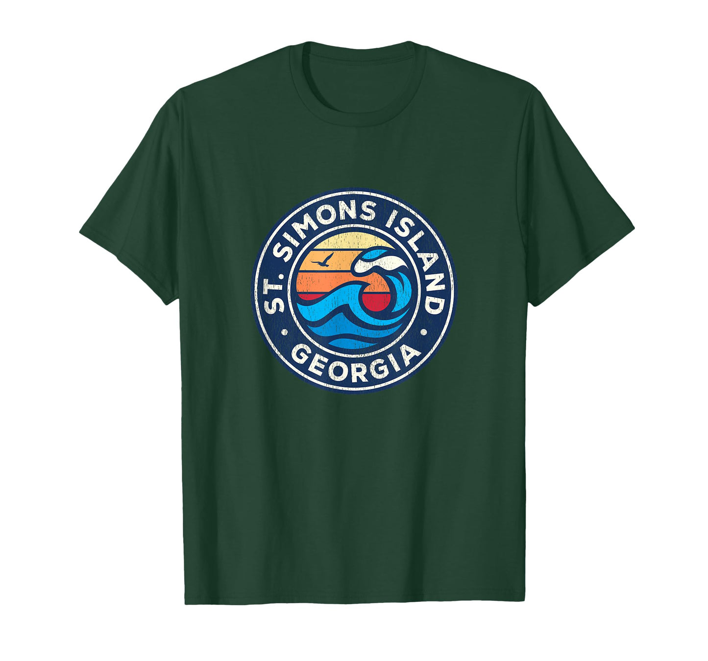 St. Simons Island Georgia GA Vintage Nautical Waves Design T-Shirt