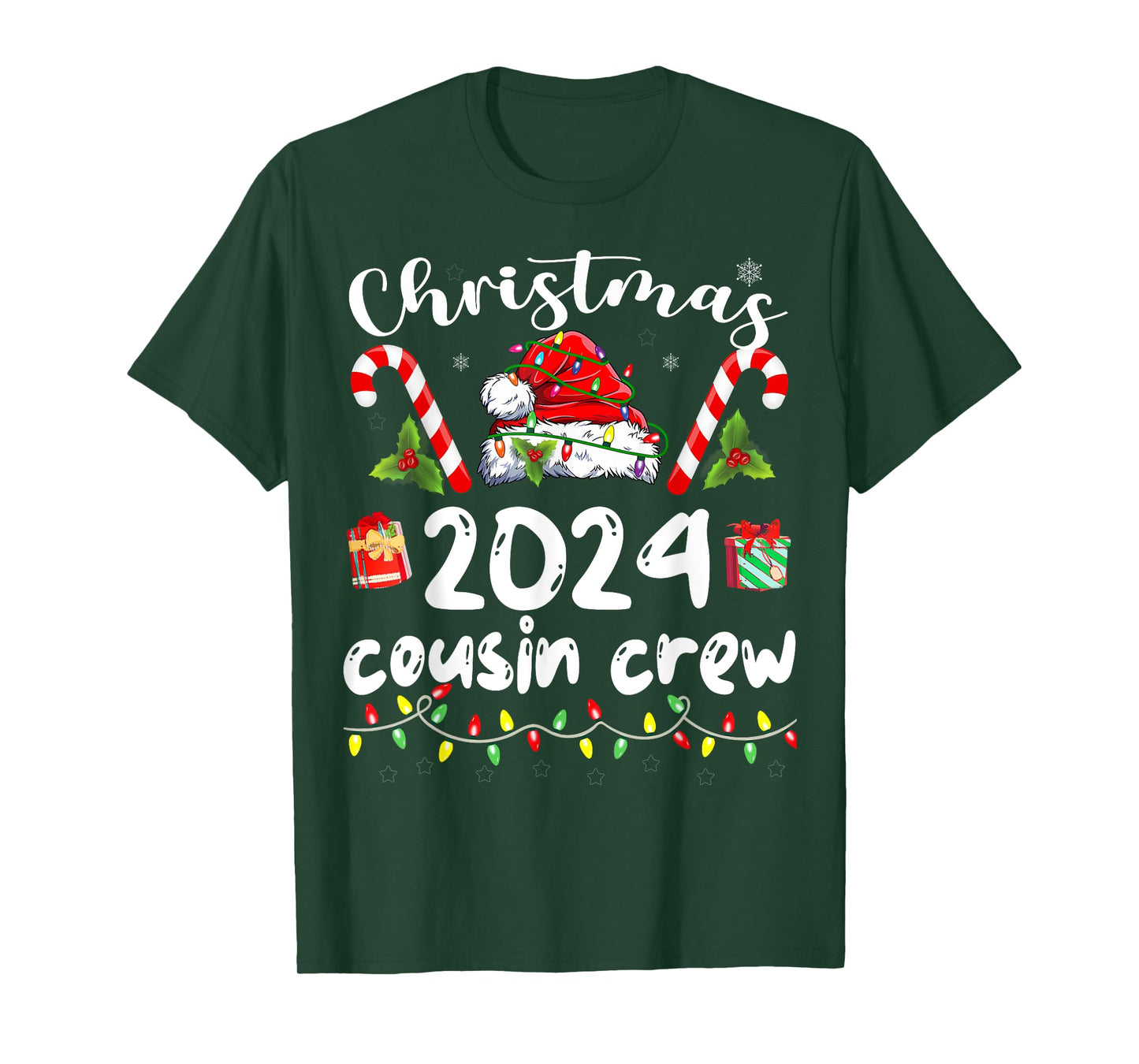 Christmas 2024 Cousin Crew Santa Hat Men Women Kids T-Shirt