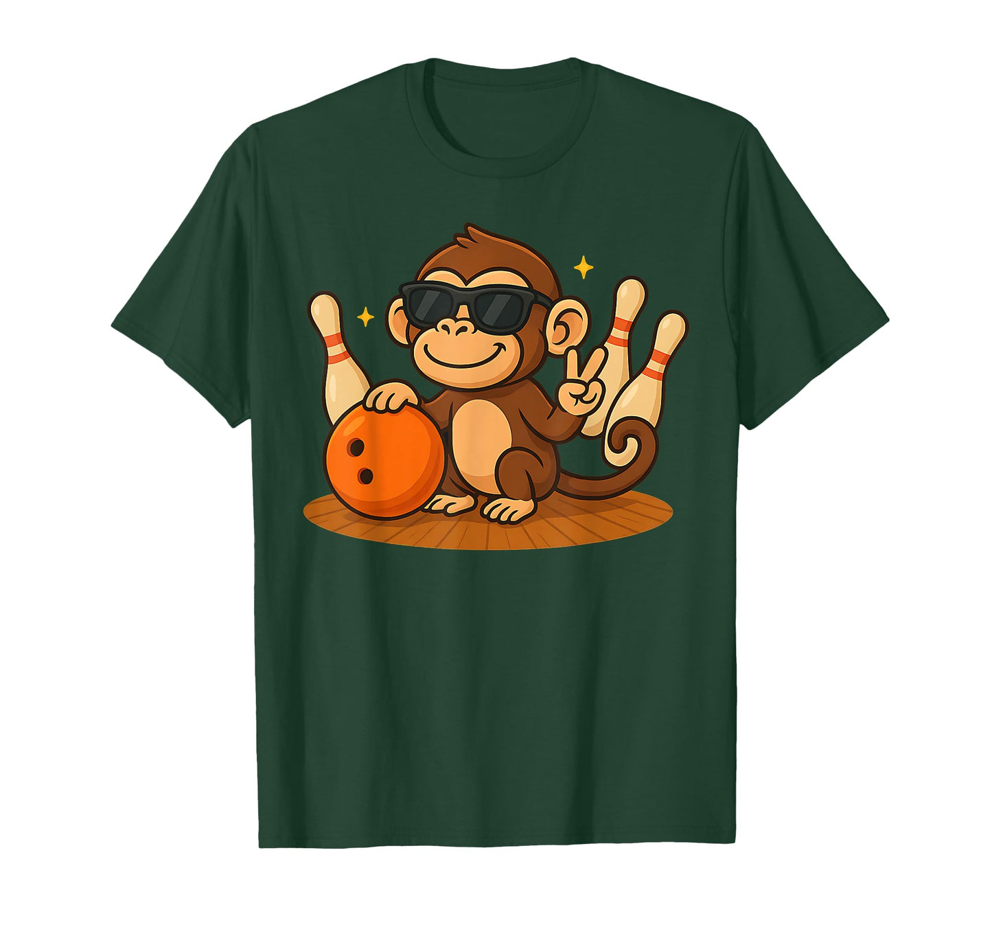 Cute Monkey With Sunglasses Monkey Playing Bowling lover T-Shirt
