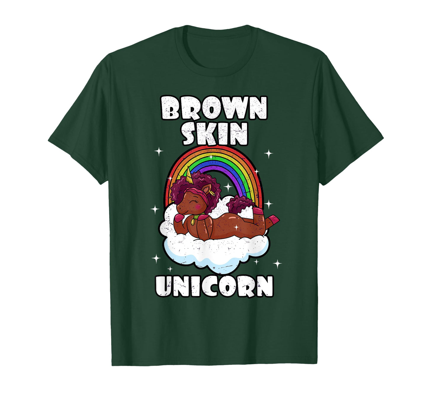 African American Black Woman Brown Skin Unicorn Afro T-Shirt