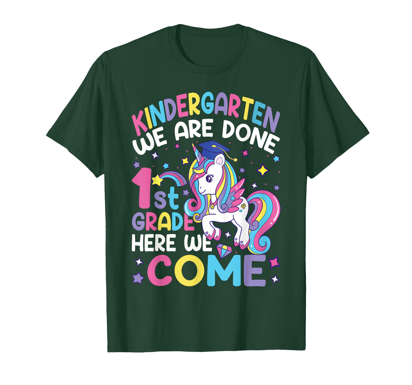 Kindergarten Graduation Cute Unicorn Girls Class Of 2025 T-Shirt