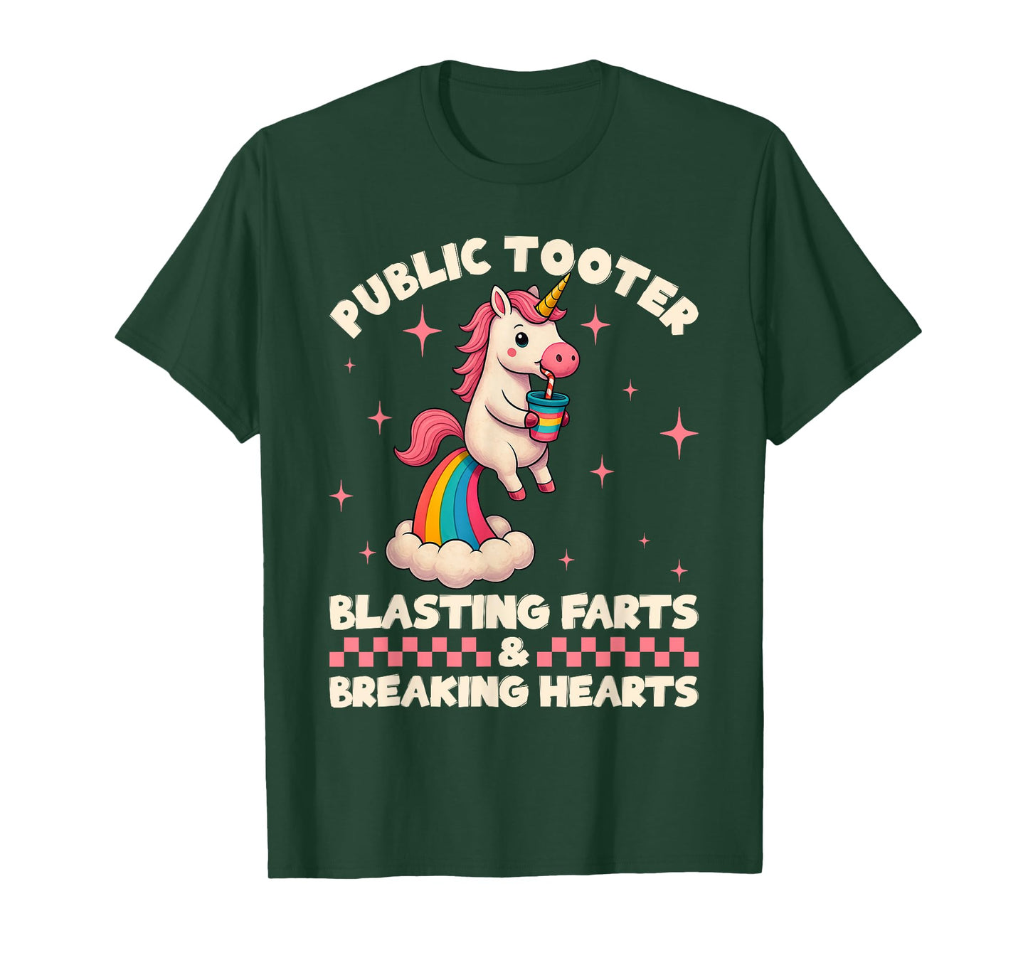Funny Unicorn Public Tooter Blasting Farts & Breaking Hearts T-Shirt