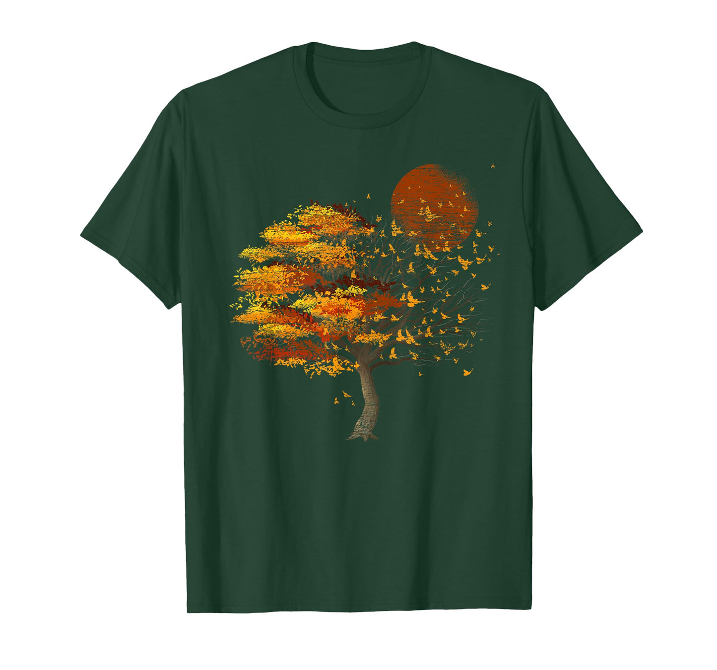 Full Moon Flock Of Birds Tree Outdoor Wildlife Nature Forest T-Shirt