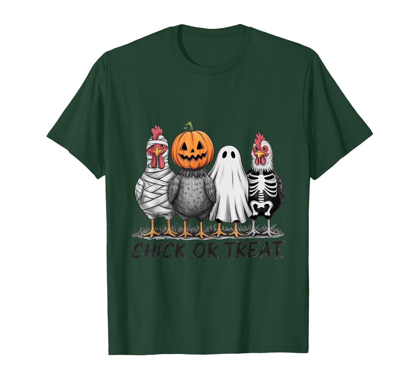 Chick Or Treat Halloween Witch Spooky Chicken Men Women Kid T-Shirt