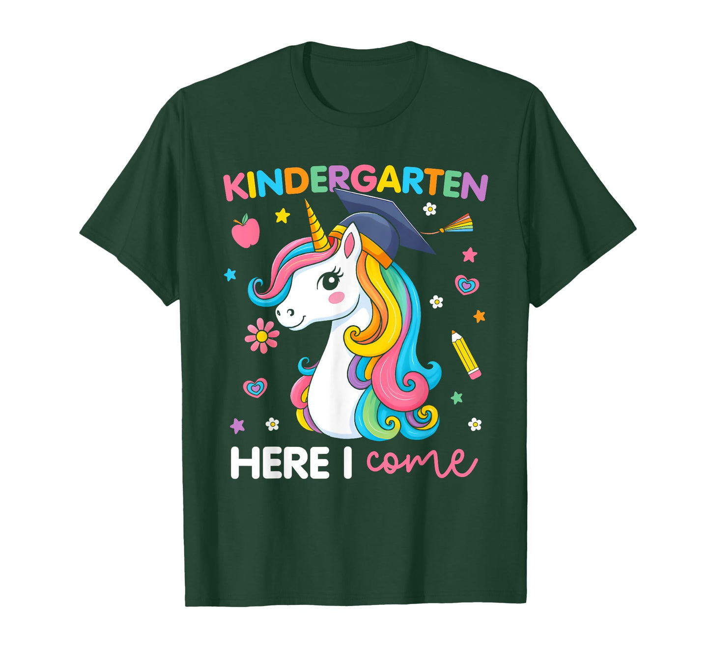 Kindergarten Here I Come Unicorn Girls Kids Back To School T-Shirt