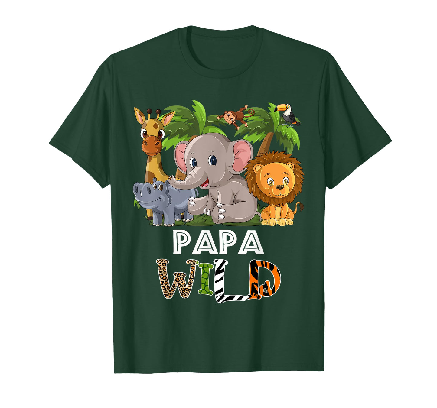 Papa Wild Zoo Theme Birthday Safari Jungle Matching Party T-Shirt