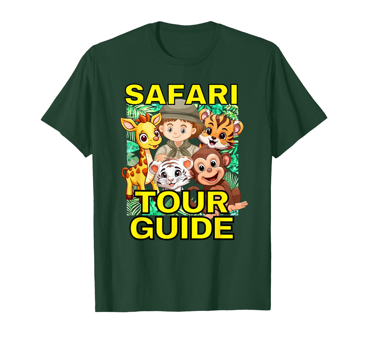 Safari Tour Guide Cute Animal Graphics T-Shirt