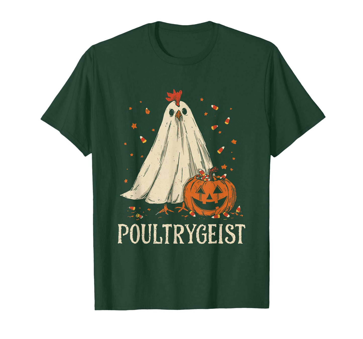 Poultrygeist Funny Chicken Ghost Pumpkin Halloween Costume T-Shirt