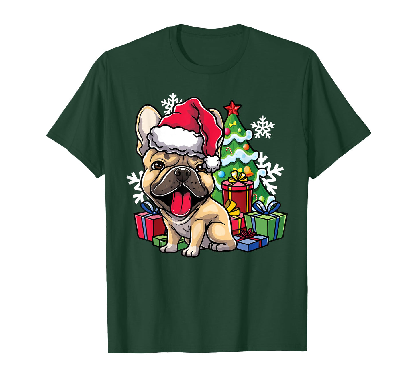 French Bulldog Christmas Santa Hat Xmas Dog Lover Gift T-Shirt for Men Women Kids