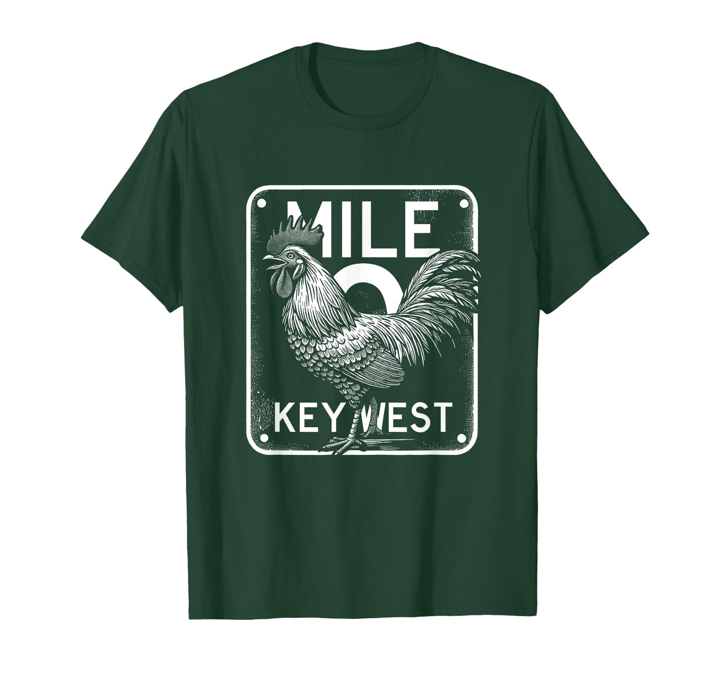 Key West Florida Chicken Retro Mile 0 Rooster Mile Marker T-Shirt