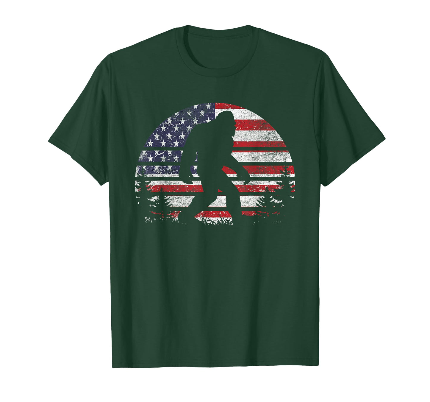 Bigfoot 4th of July American USA Flag Patriotic Sasquatch T-Shirt