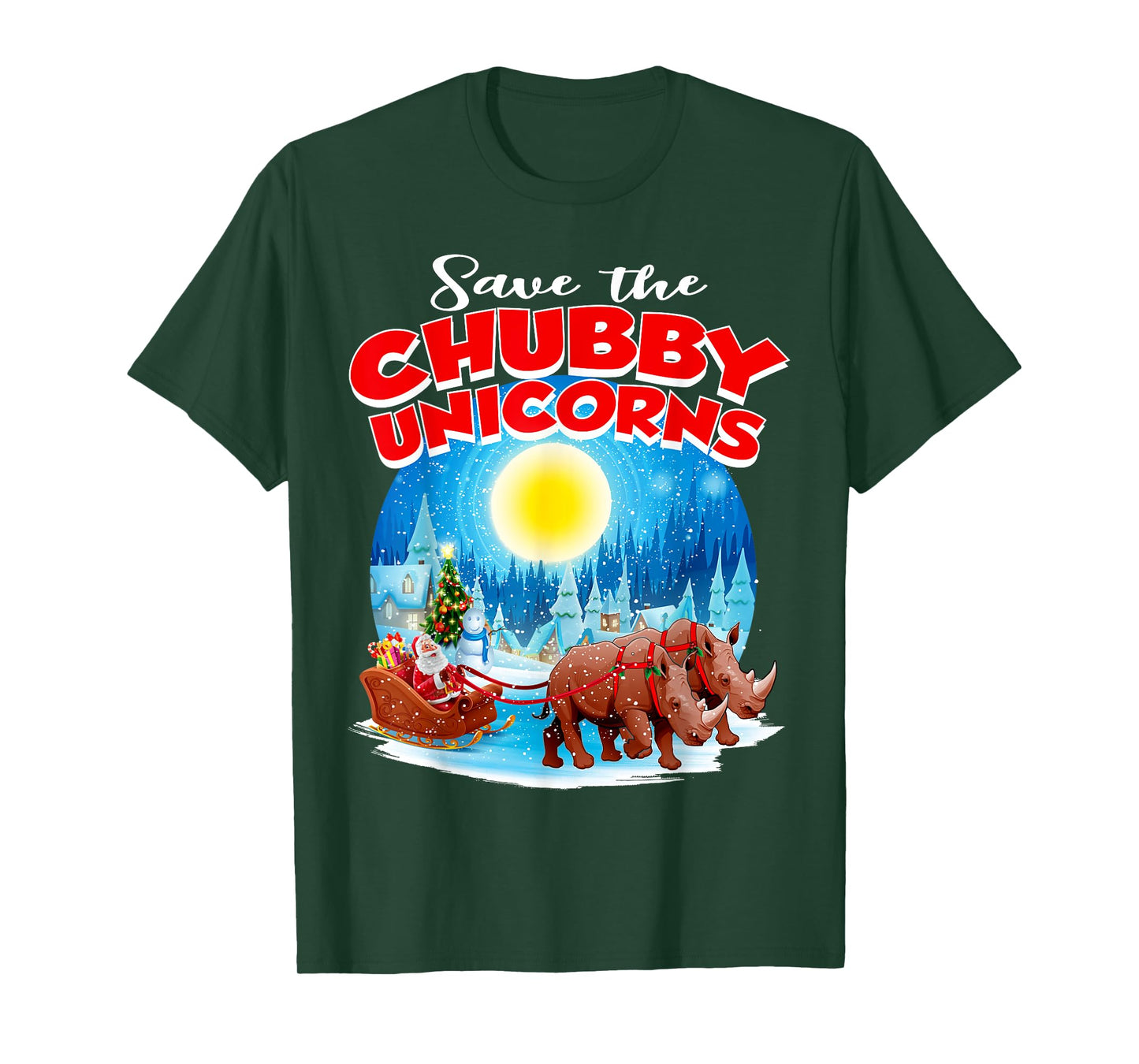 Chubbies Shirt Men Save The Chubby Unicorns Rhino Christmas T-Shirt