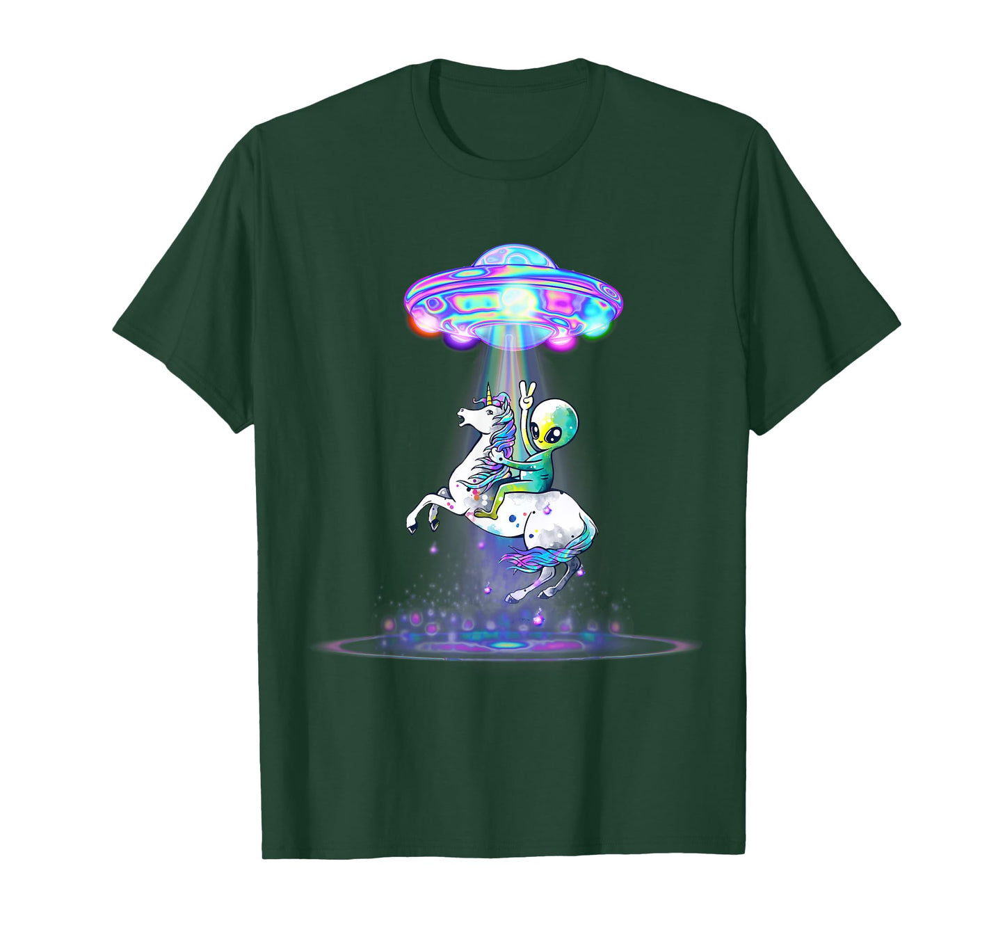Funny UFO Alien Unicorn Galaxy T-Shirt