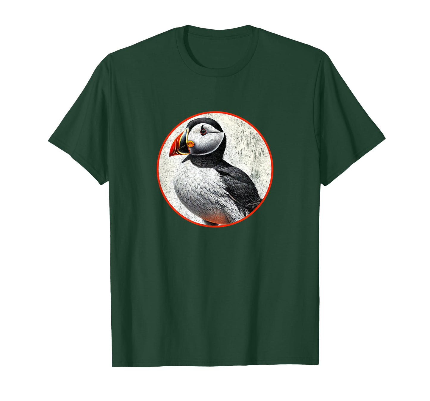 Colorful Retro Horned Puffin Bird Design T-Shirt