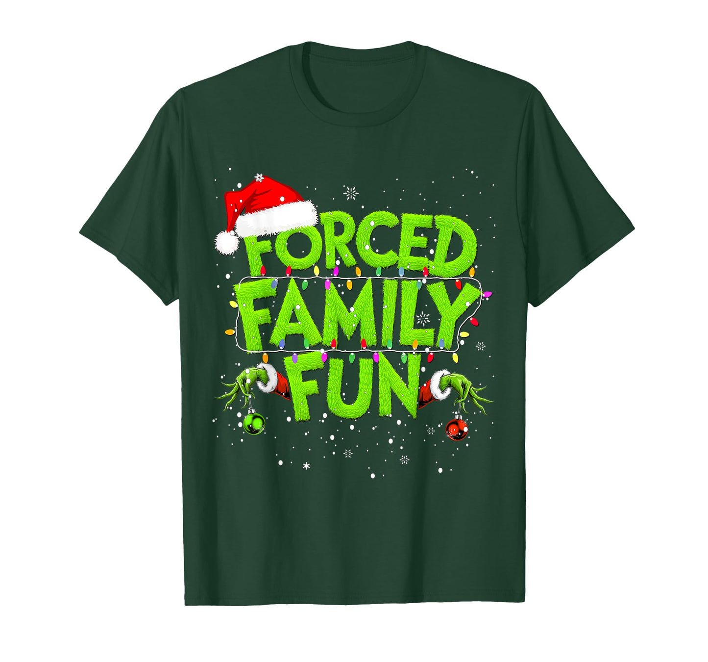 Forced Family Fun Christmas Shirts Matching Family Pajama T-Shirt