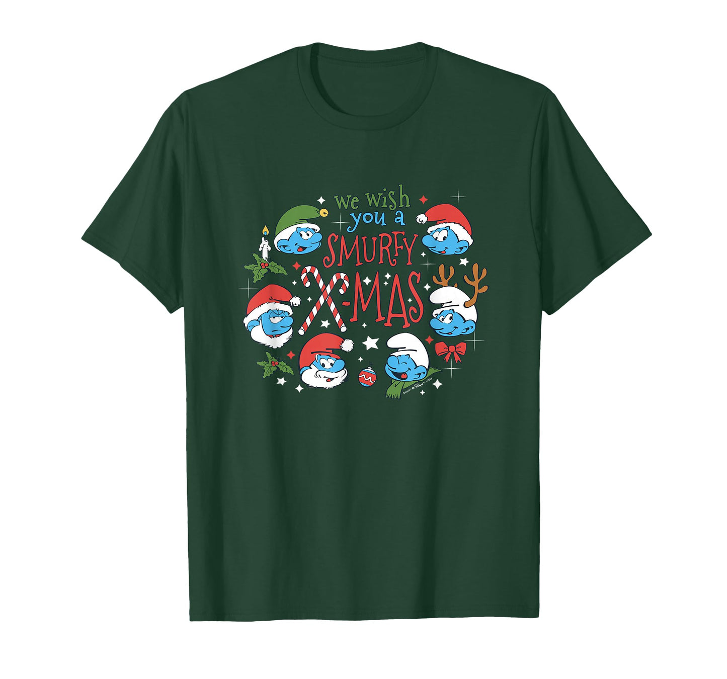The Smurfs Christmas We Wish You A Smurfy X-Mas T-Shirt