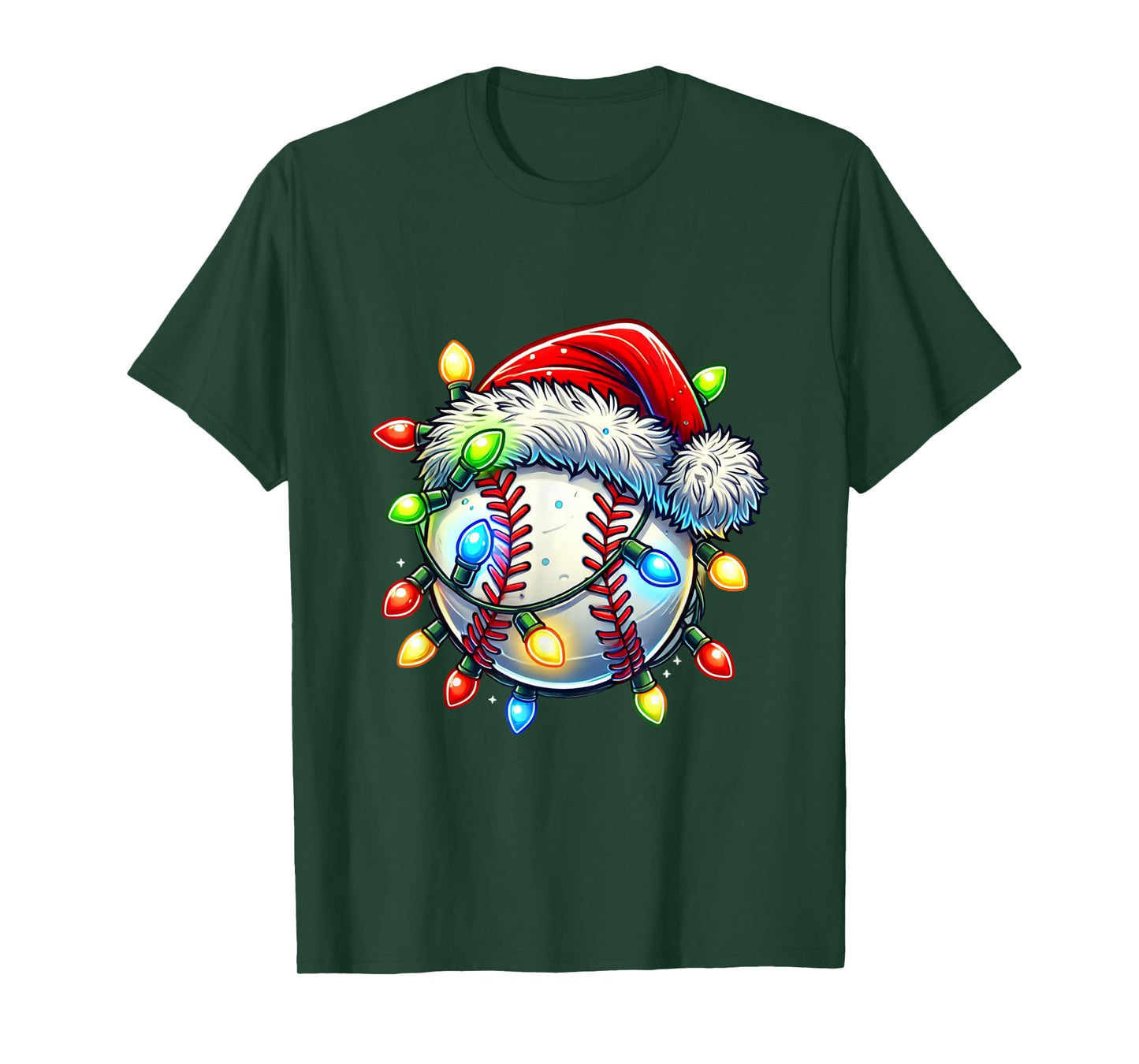 Festive Christmas Baseball Design Santa Hat Sports Pajamas T-Shirt